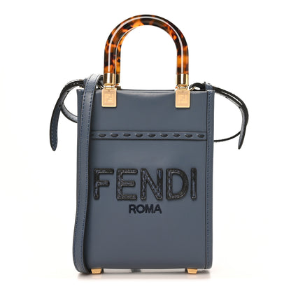 Fendi Vitello King Plexiglass Elaphe Snakeskin Print Logo Mini Fendi Sunshine Shopper Tote Mirto 1 of 10