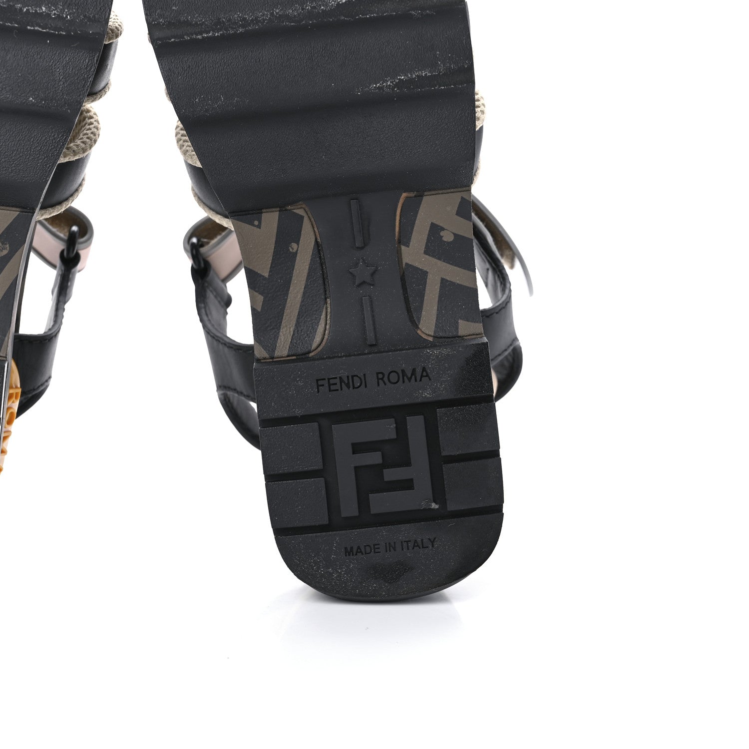 Fendi Vitello T Rex Platform Sandals 38.5 Black 6 of 6