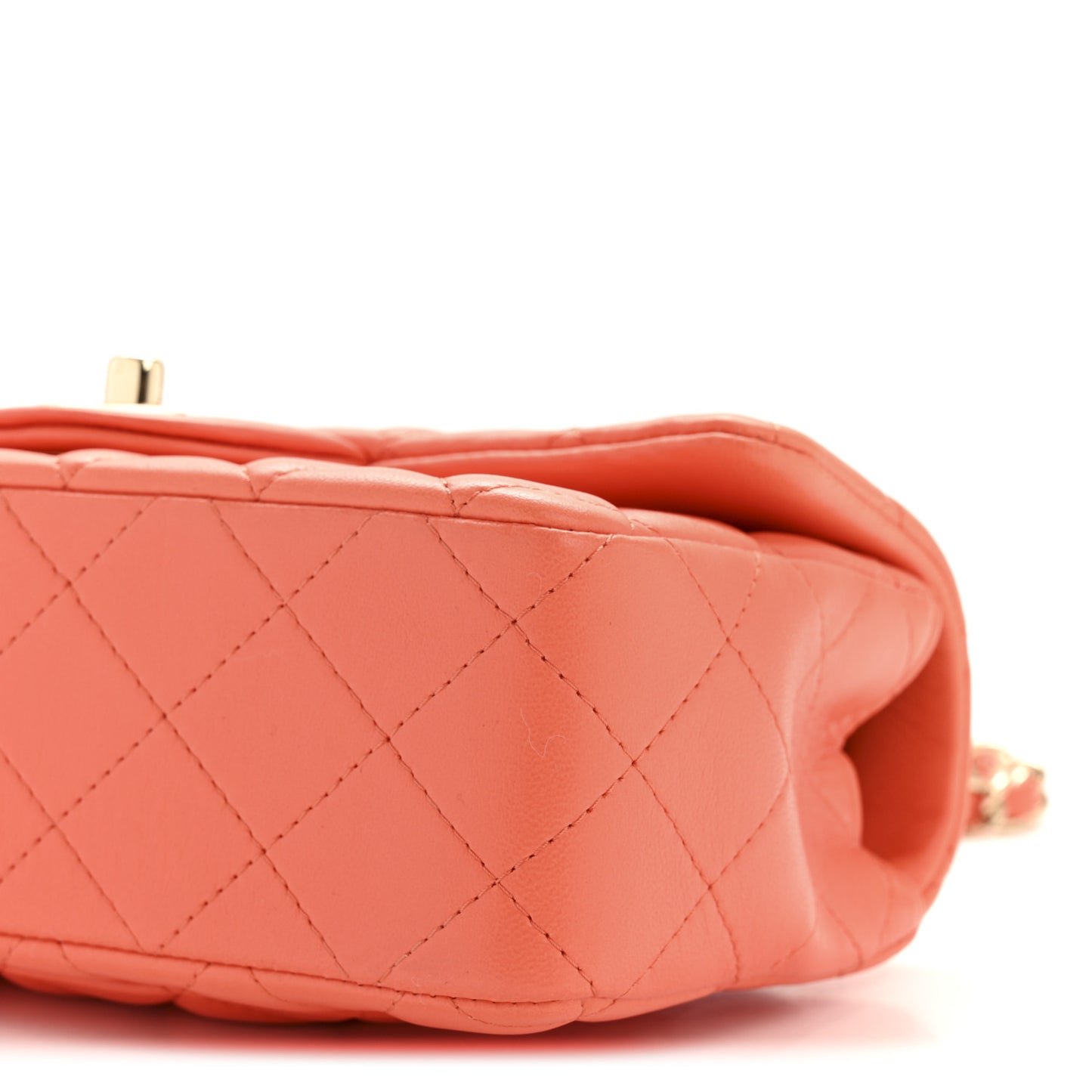 Lambskin Quilted Mini Rectangular Flap Orange