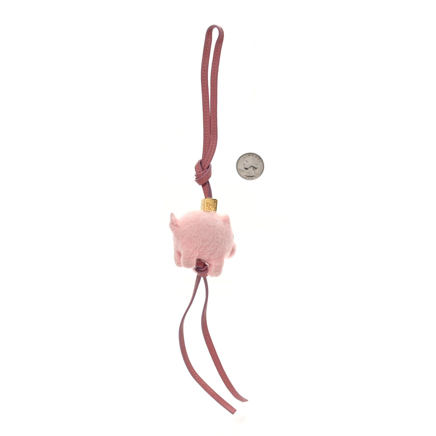 Calfskin Felt Pig Charm Pink Tan