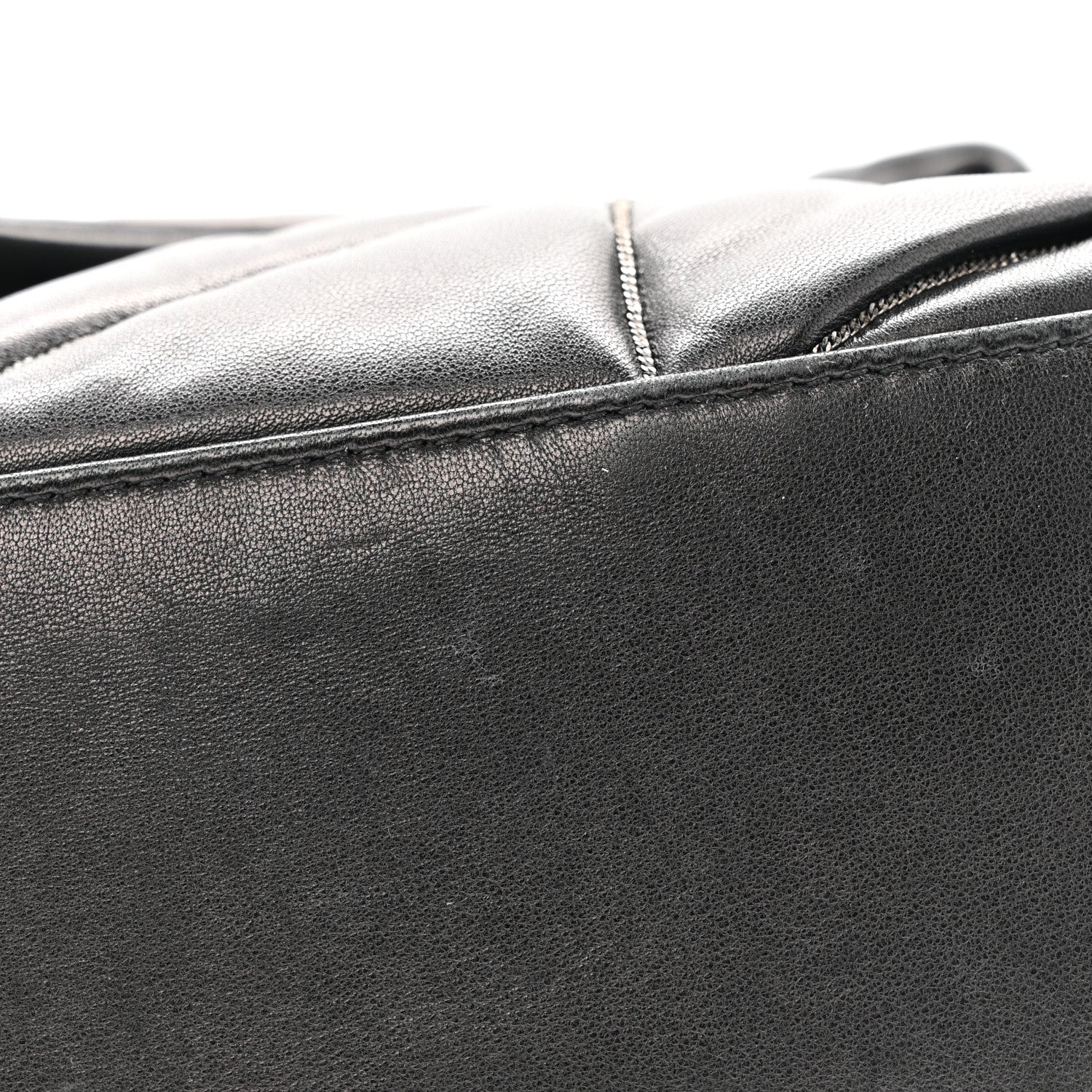 Saint Laurent Lambskin Quilted Metal Small Loulou Puffer Monogram Chain Satchel  Black 13 of 14