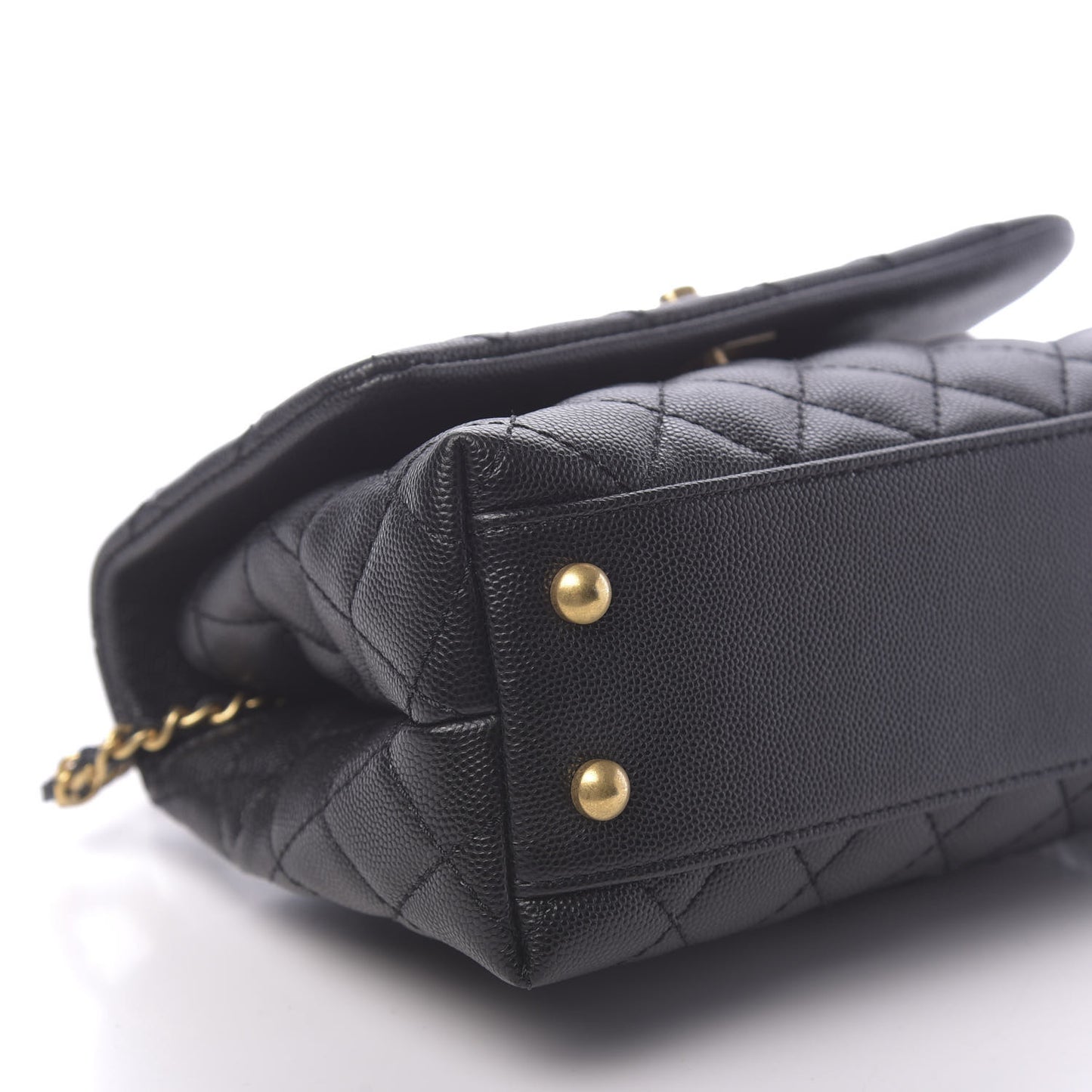 Caviar Quilted Mini Coco Handle Flap Black