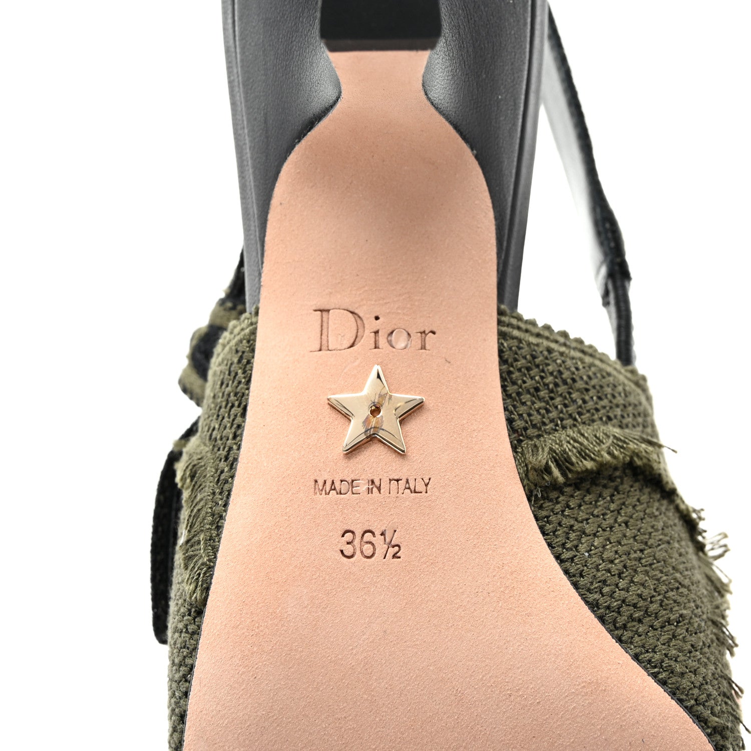 Christian Dior Canvas Ribbon Camouflage Embroidered J'Adior Slingback 65mm Pumps 36.5 Green 7 of 9