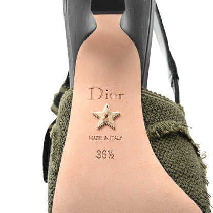Christian Dior Canvas Ribbon Camouflage Embroidered J'Adior Slingback 65mm Pumps 36.5 Green 7 of 9