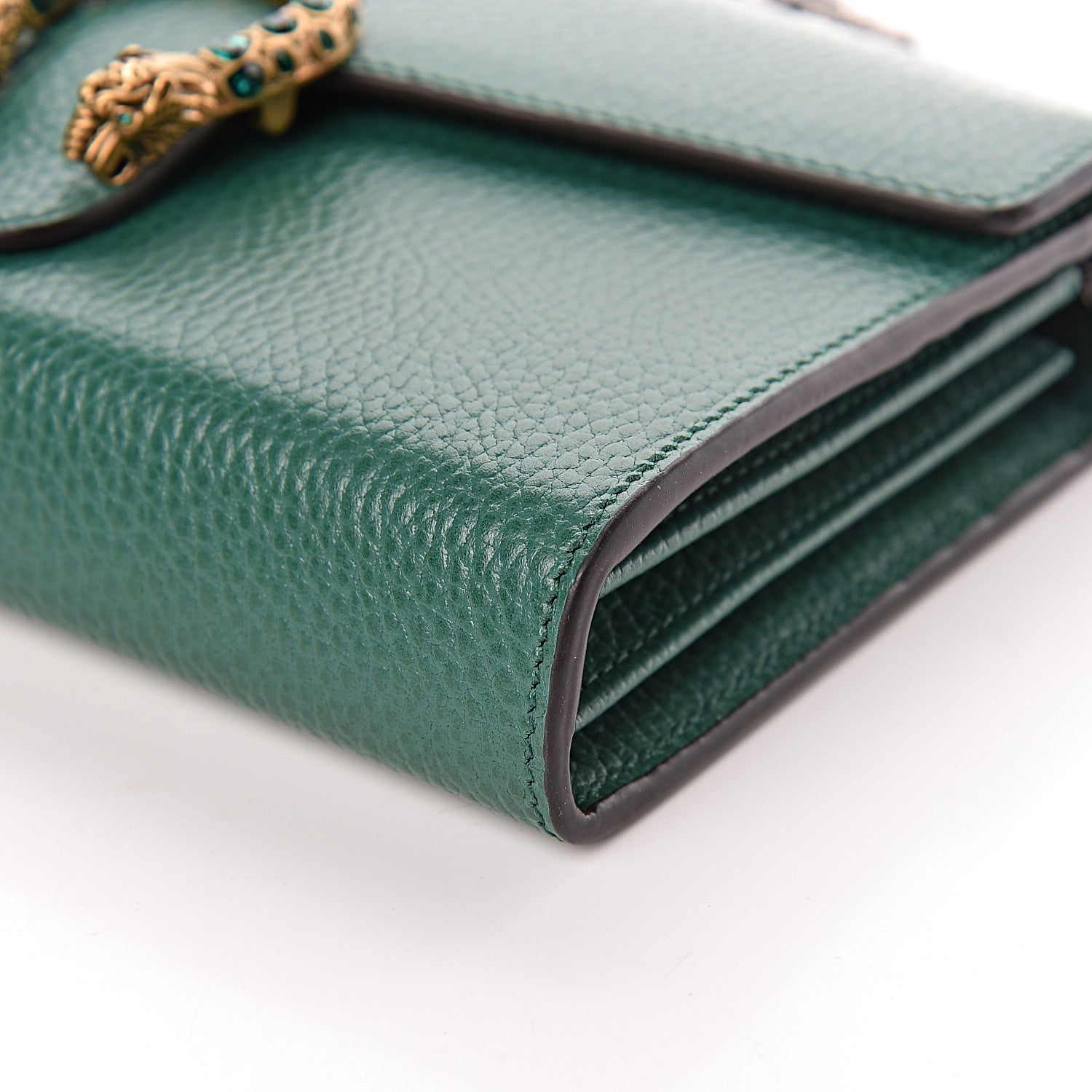 Gucci Calfskin Mini Dionysus Chain Wallet Emerald 10 of 12