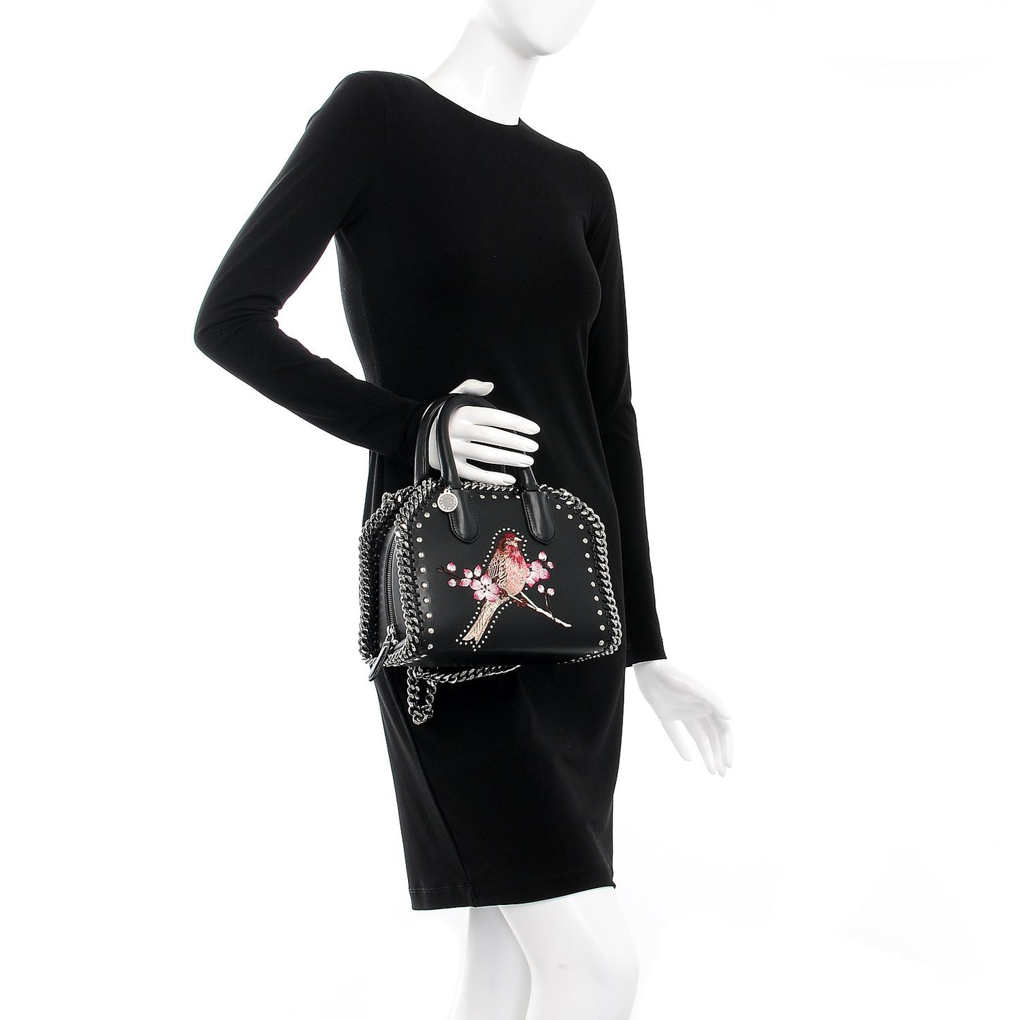 Eco Alter Nappa Mini Falabella Box Bird Top Handle Bag Black