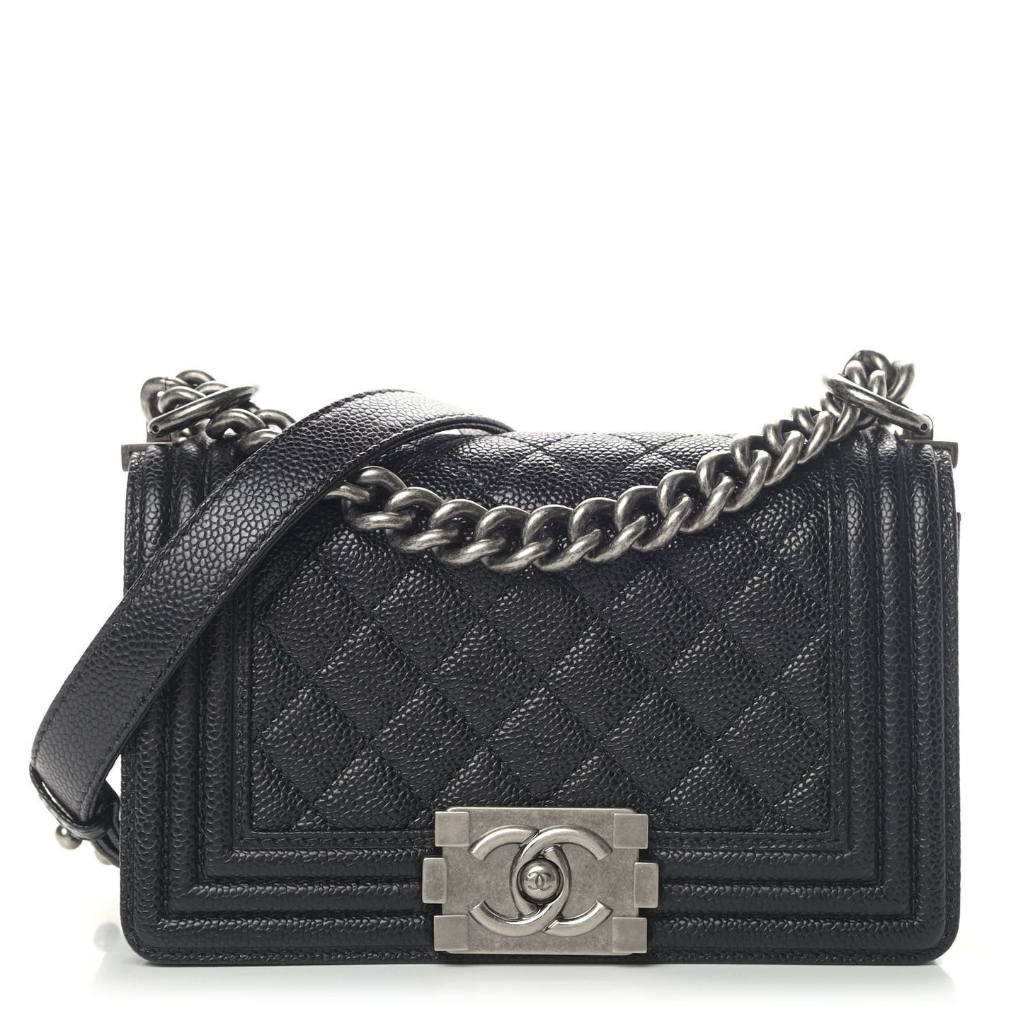 Caviar Quilted Small Boy Flap Black