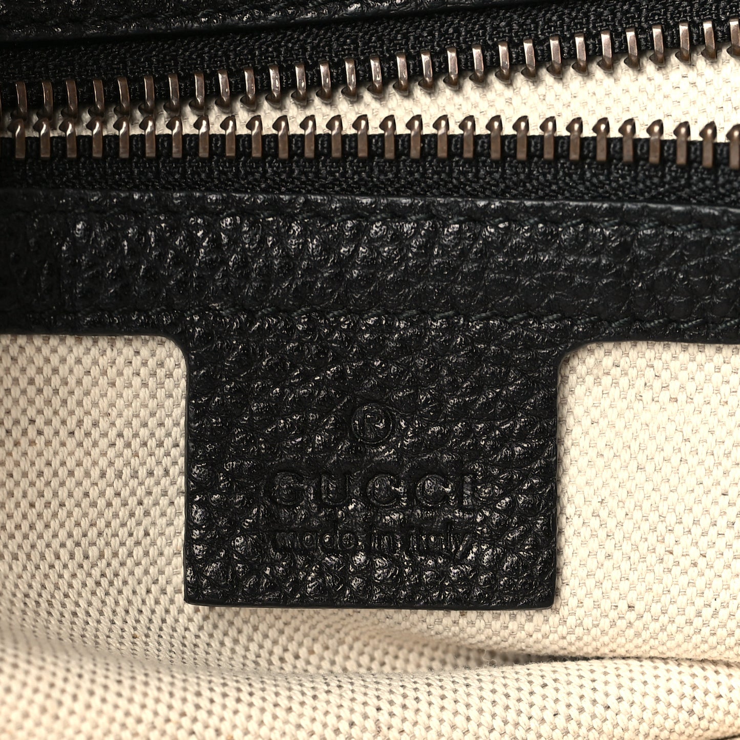 Grained Calfskin Logo Half Moon Hobo Black