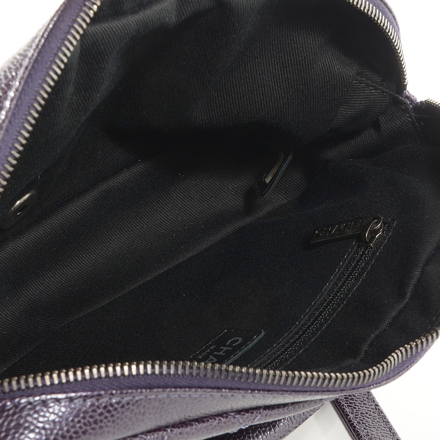 Iridescent Caviar Quilted Small Chic Flap Dark Purple
