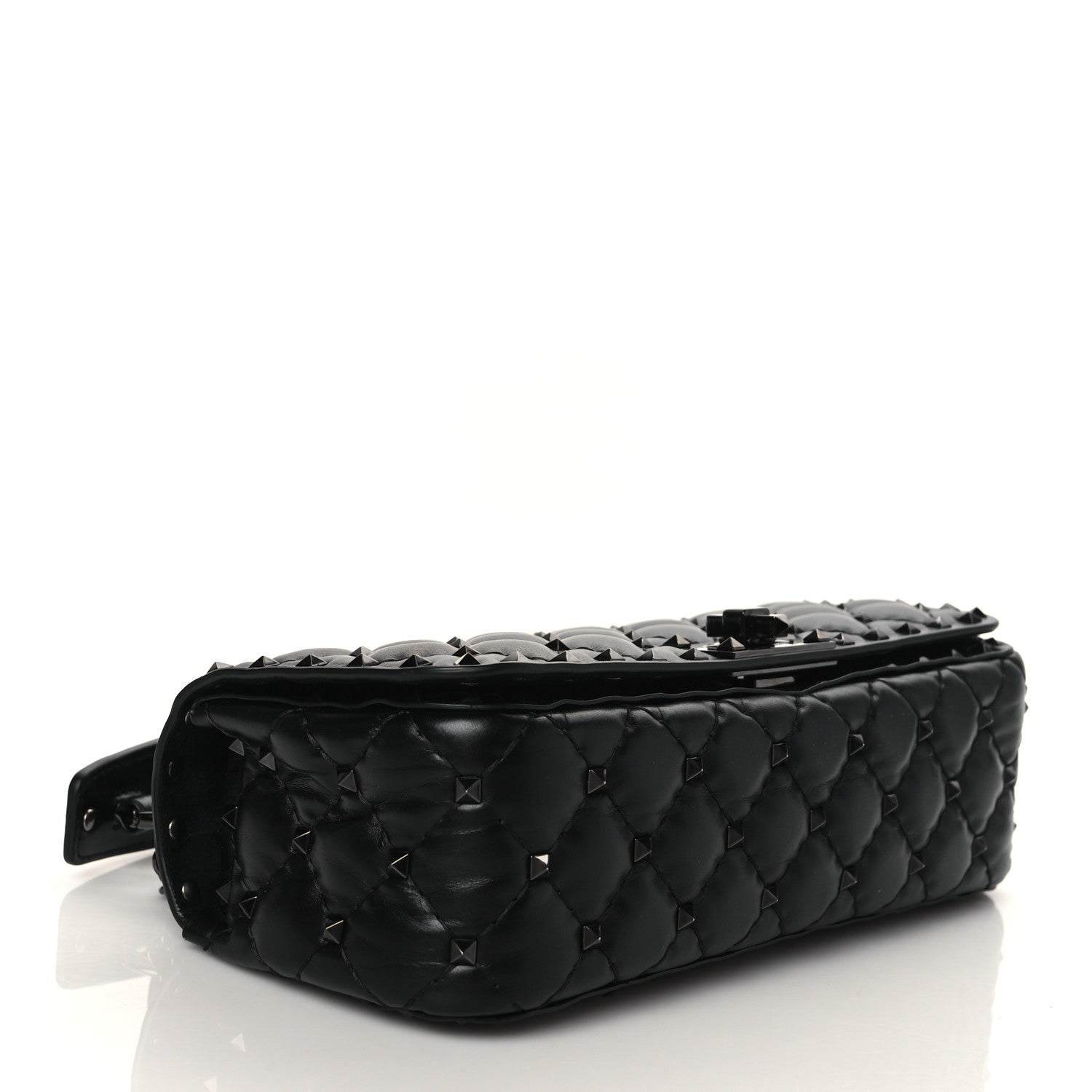 Valentino Garavani Calfskin Tonal Rockstud Spike Convertible Shoulder Bag Black 4 of 9