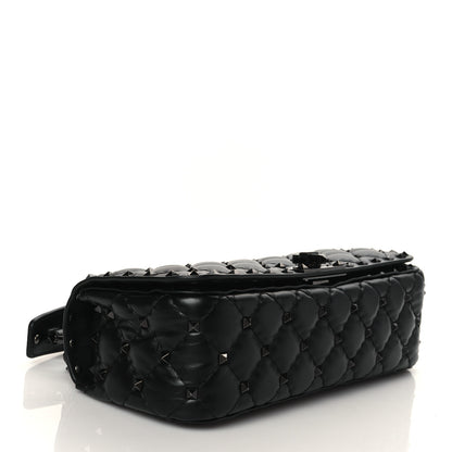 Valentino Garavani Calfskin Tonal Rockstud Spike Convertible Shoulder Bag Black 4 of 9