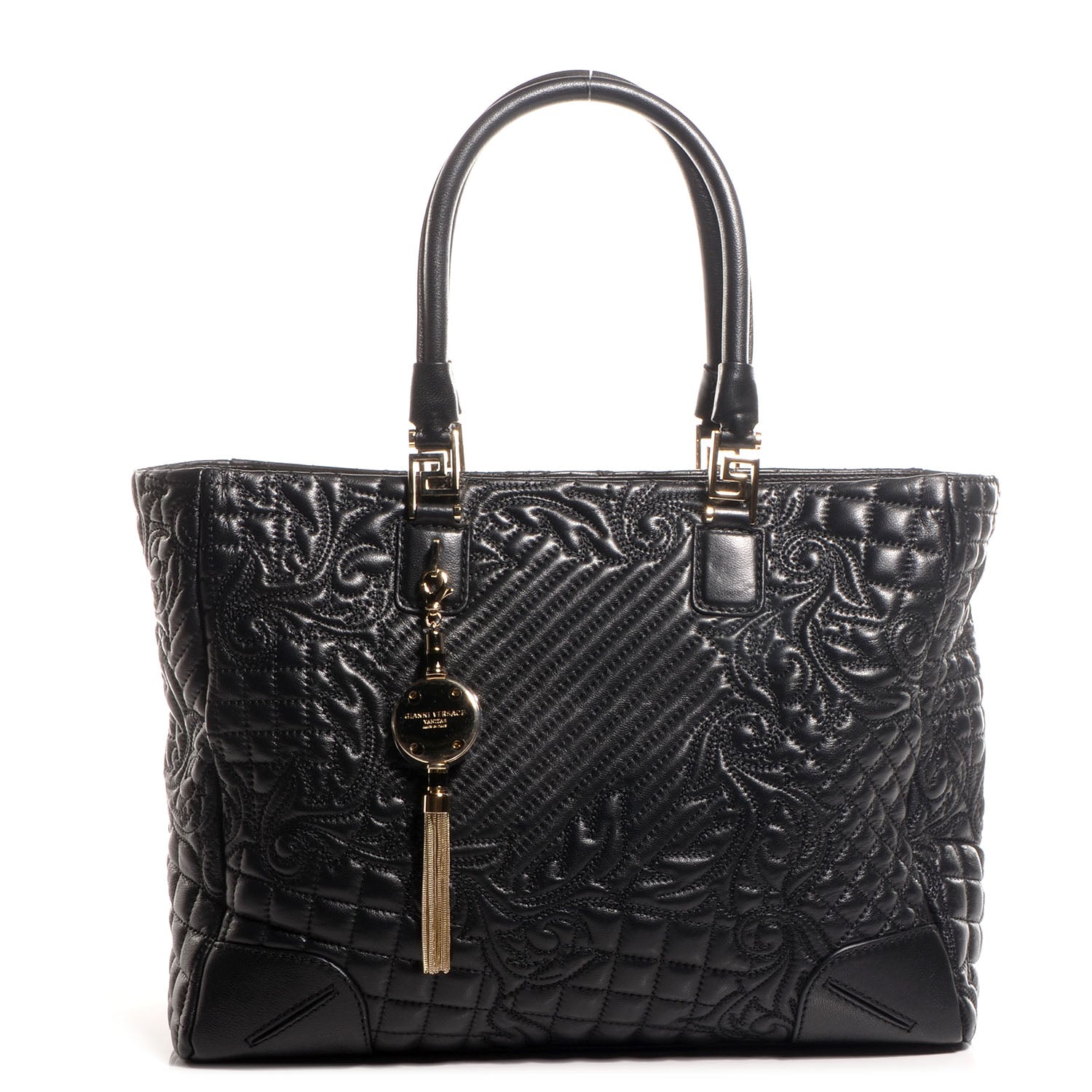 Versace Barocco Quilted Leather Elettra Vanitas Tote Black 1 of 9