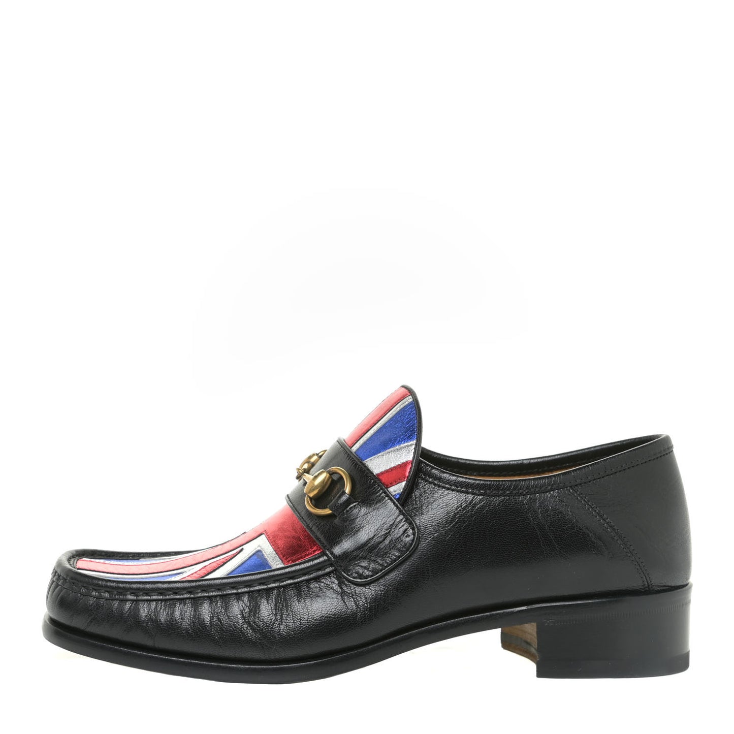Lambskin Mens Union Jack Horsebit Loafer 9 Black