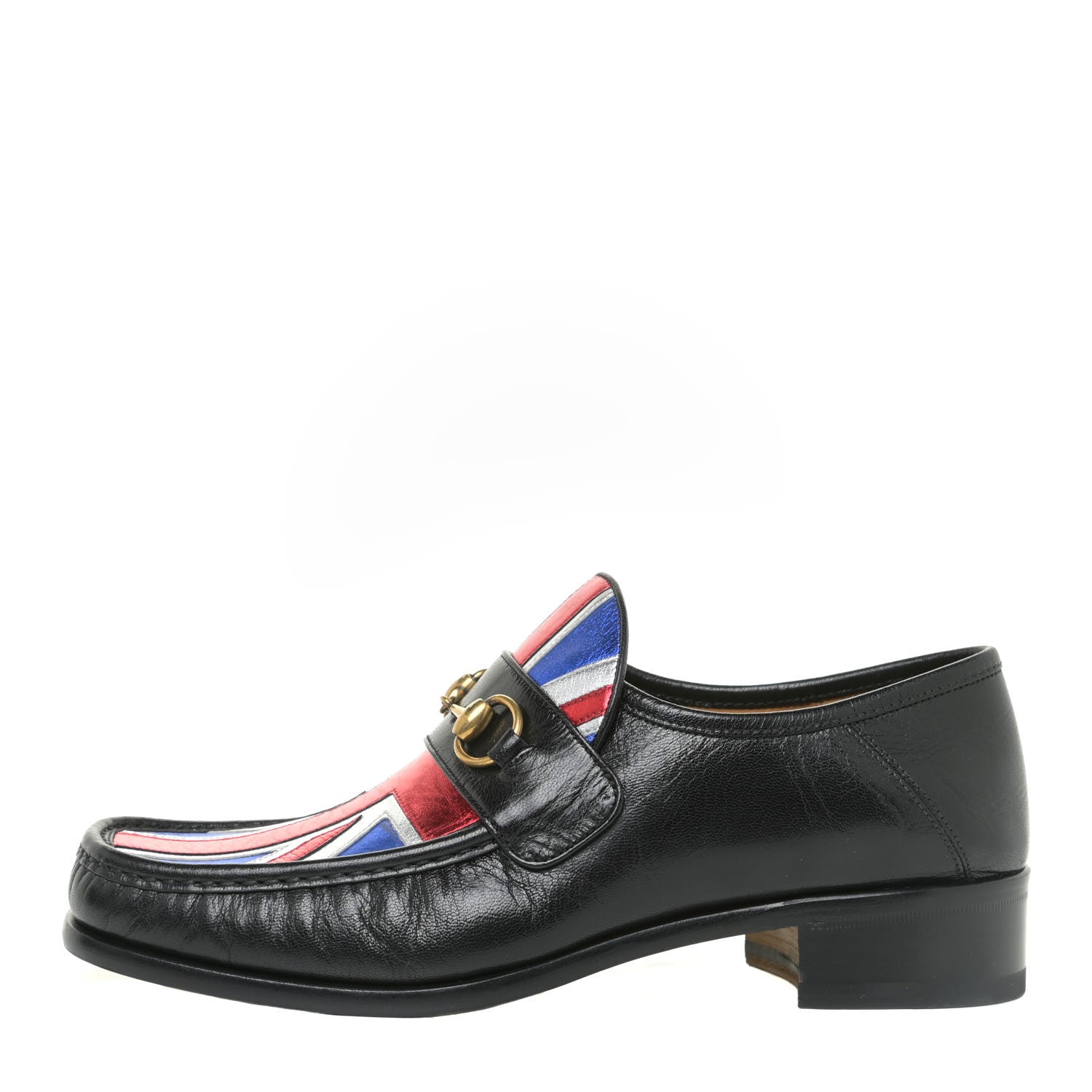 Gucci Lambskin Mens Union Jack Horsebit Loafer 9 Black 1 of 12