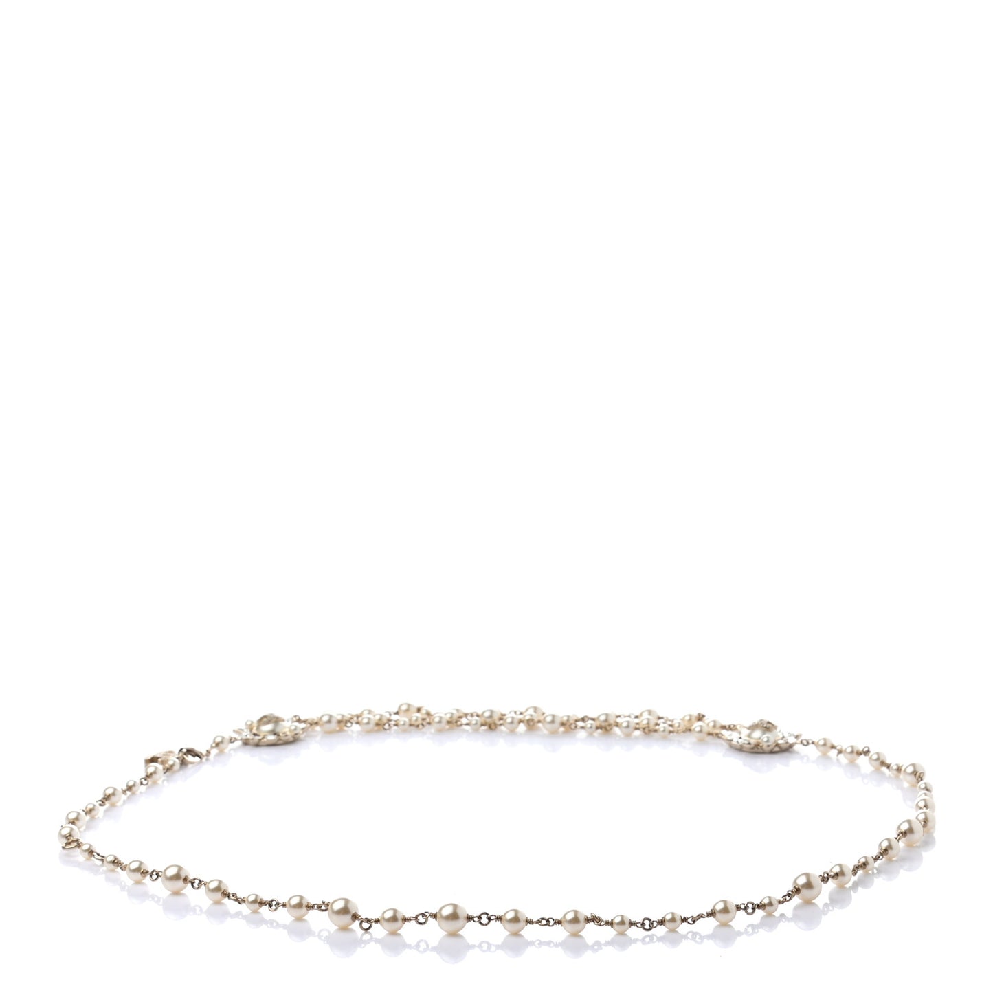Pearl Crystal Beaded CC Belt in Gold