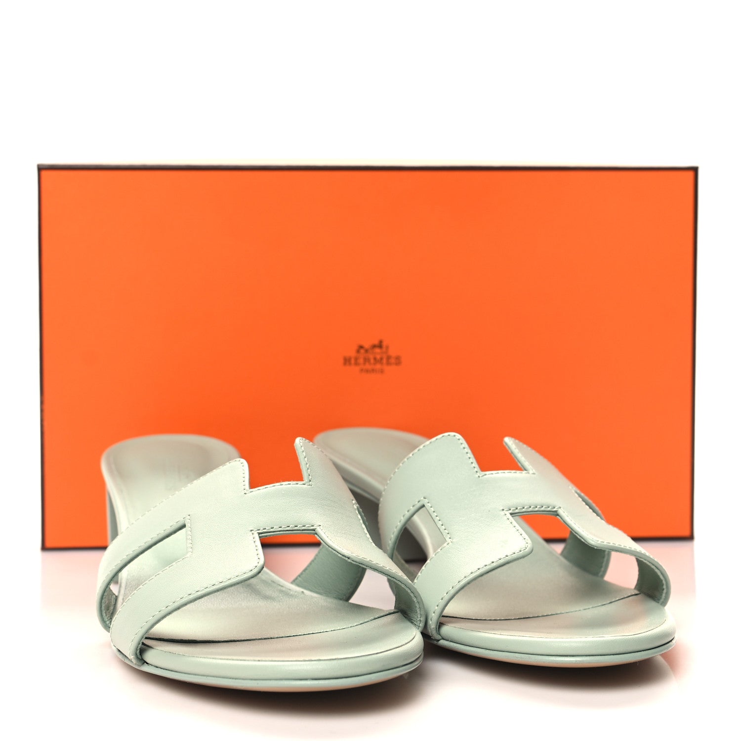 Hermes Calfskin Oasis Sandals 37 Vert Embrun 10 of 10
