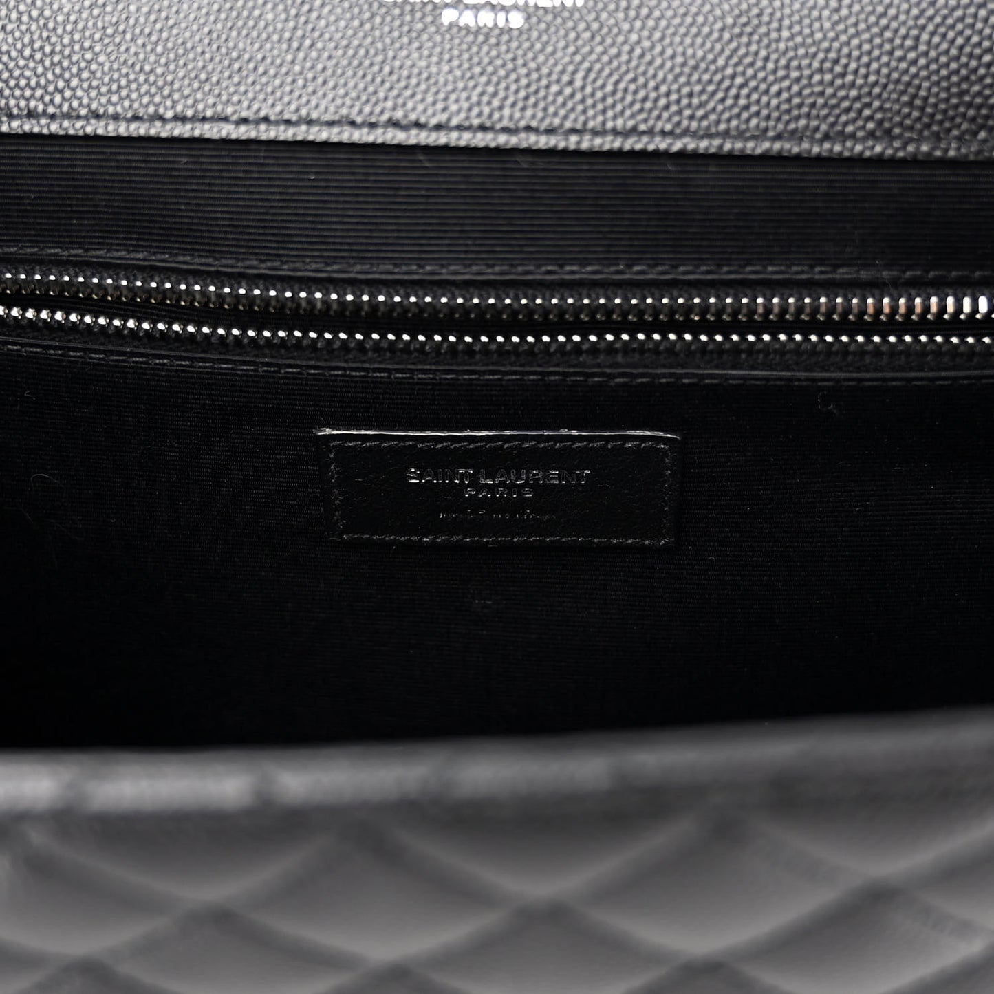 Grain De Poudre Textured Mixed Matelasse Large Triquilt Monogram Satchel Black