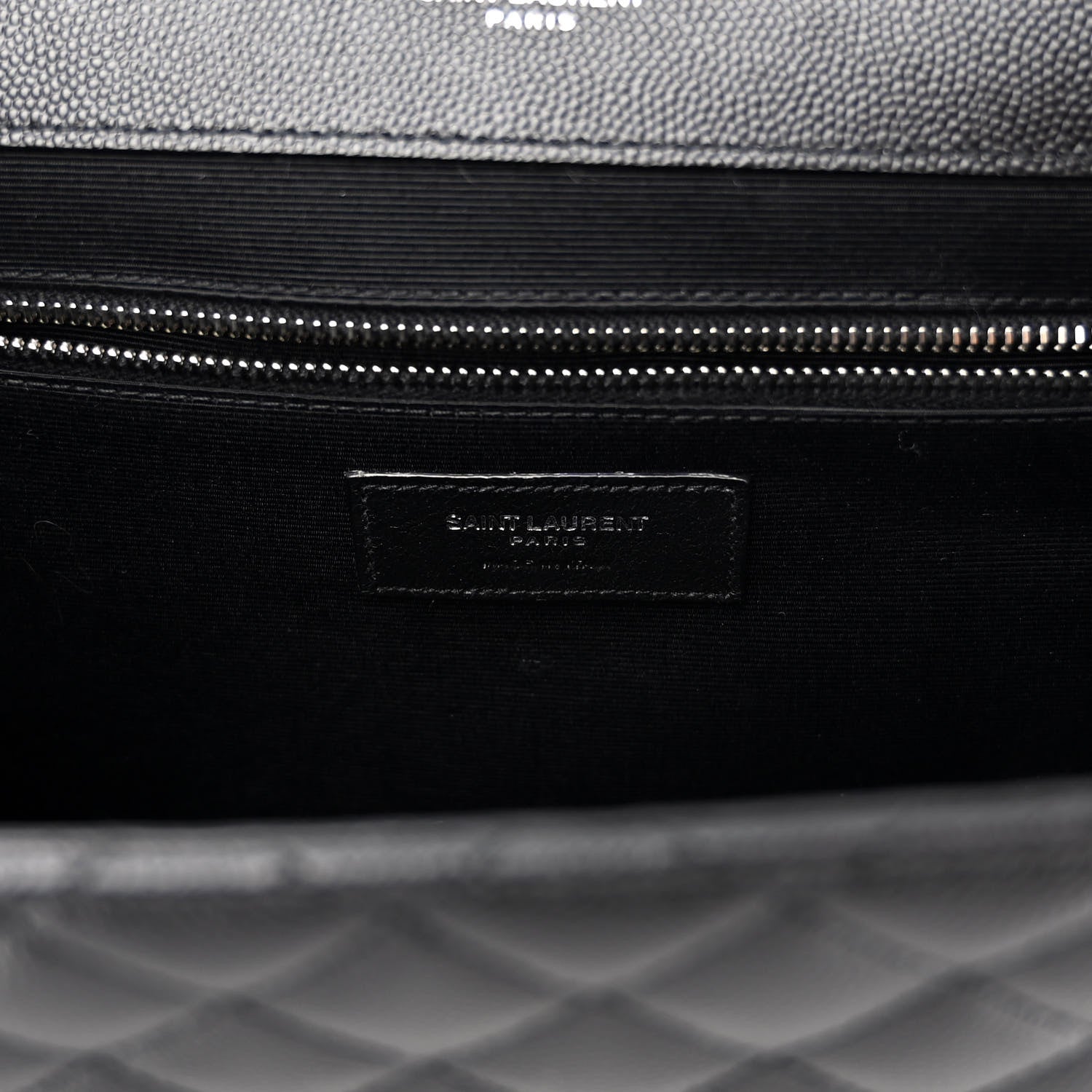 Saint Laurent Grain De Poudre Textured Mixed Matelasse Large Triquilt Monogram Satchel Black 6 of 9