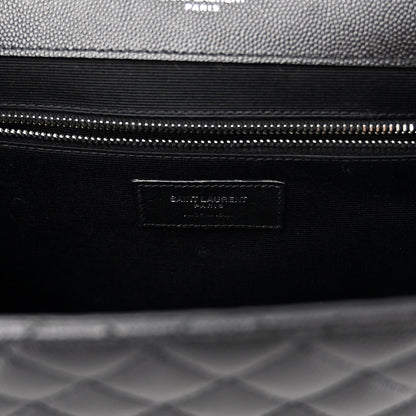 Saint Laurent Grain De Poudre Textured Mixed Matelasse Large Triquilt Monogram Satchel Black 6 of 9