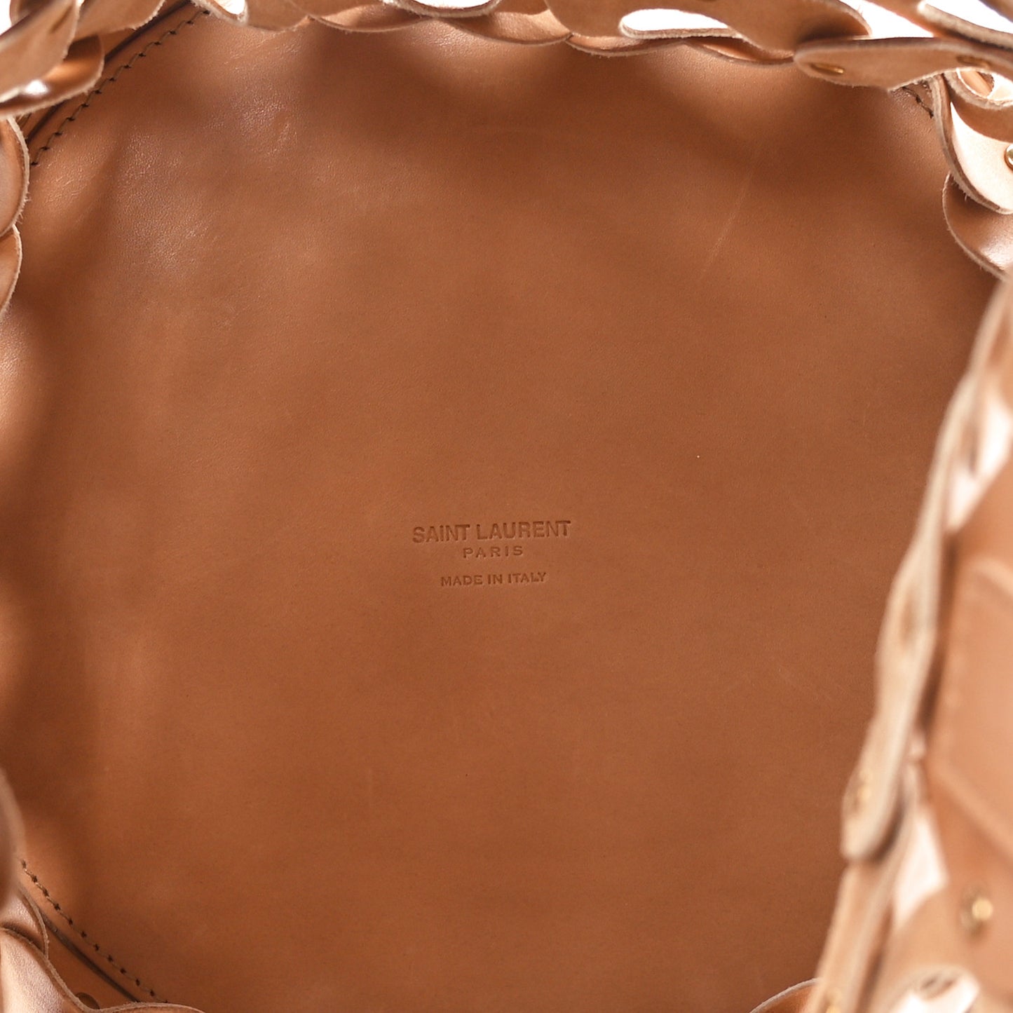 Vegetable Tanned Calfskin Studded Seau Coeur Bucket Bag Vintage Brown