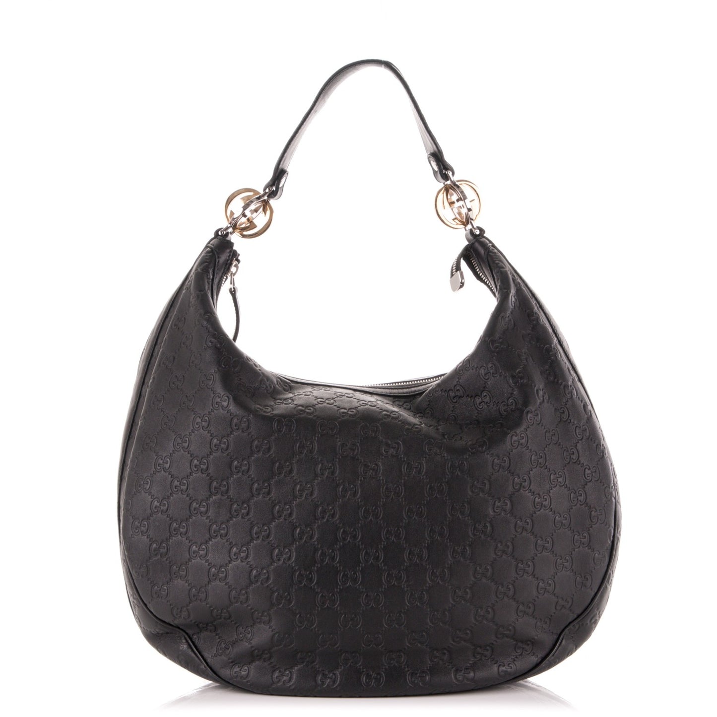 Guccissima Large GG Twins Hobo Black