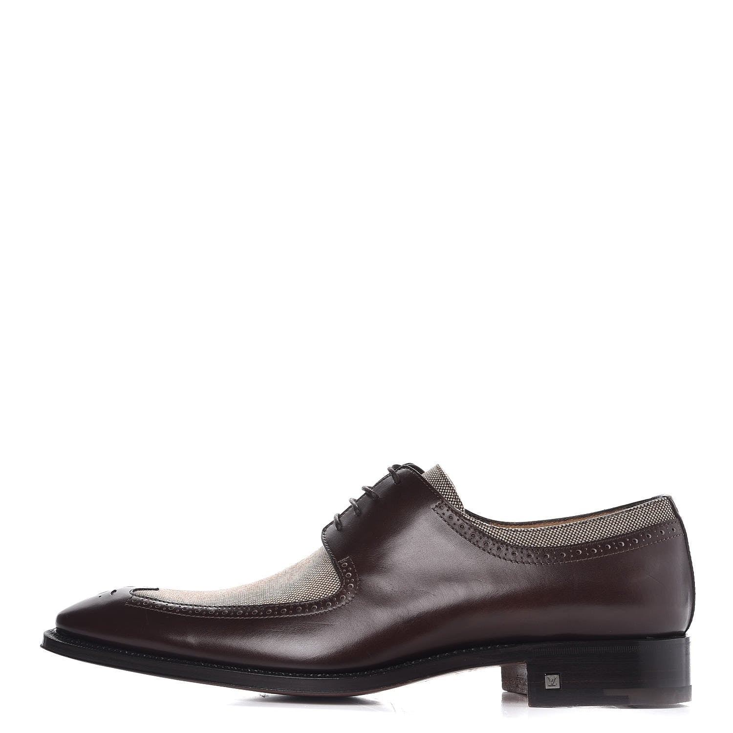 Louis Vuitton Mens Calfskin Canvas Lace Up Shoes 7.5 Brown 1 of 9