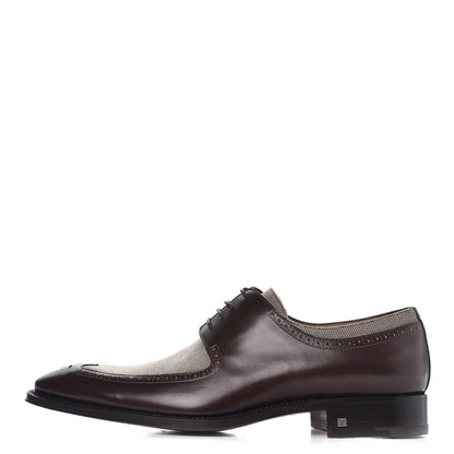 Louis Vuitton Mens Calfskin Canvas Lace Up Shoes 7.5 Brown 1 of 9