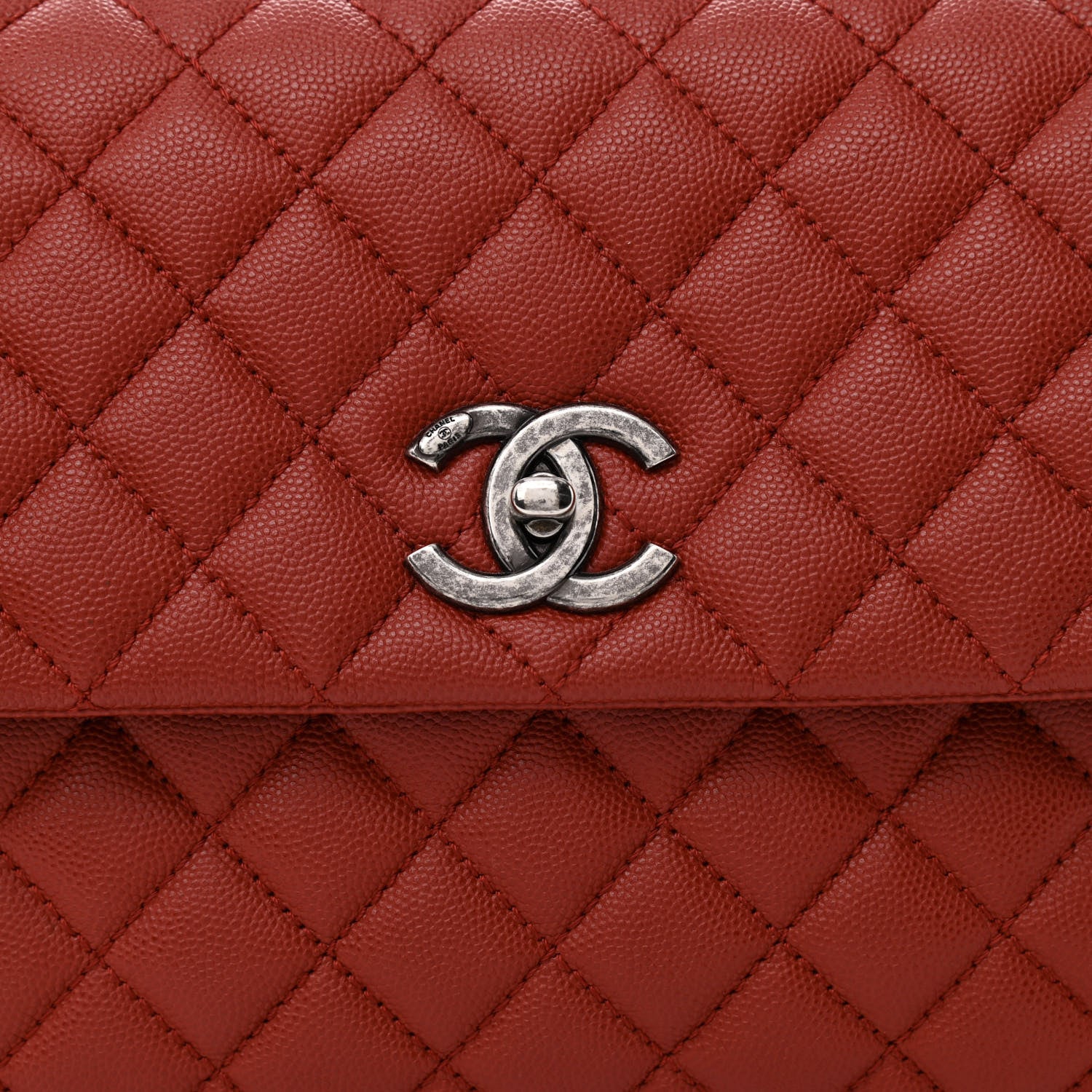 Chanel Caviar Quilted Medium Coco Handle Flap Dark Red 8 of 11