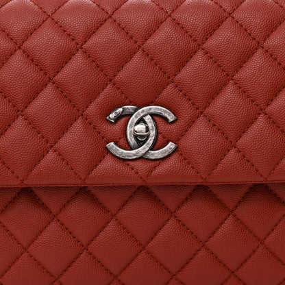 Chanel Caviar Quilted Medium Coco Handle Flap Dark Red 8 of 11