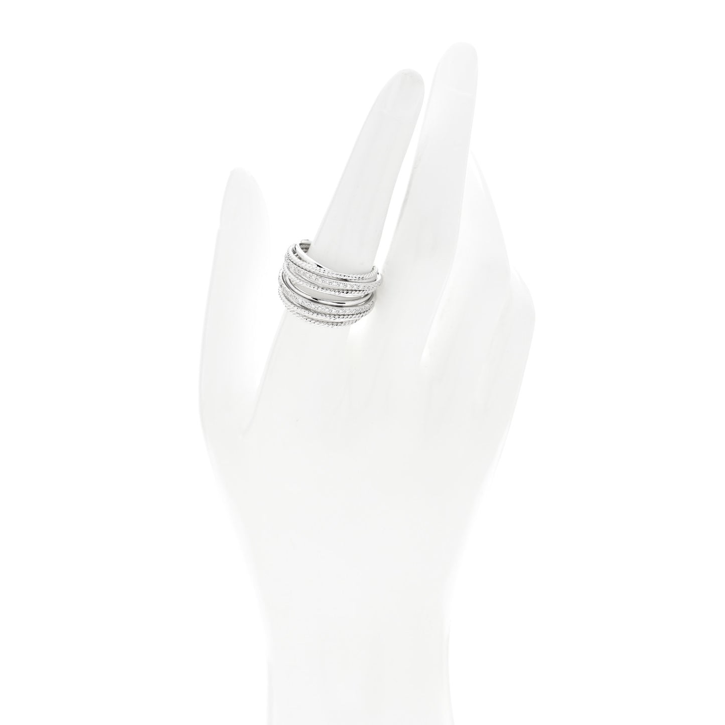 Sterling Silver Diamond 17.8mm Crossover Cable Ring 58 8.25