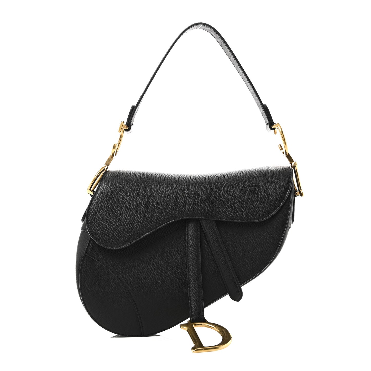 Grained Calfskin Saddle Bag Black