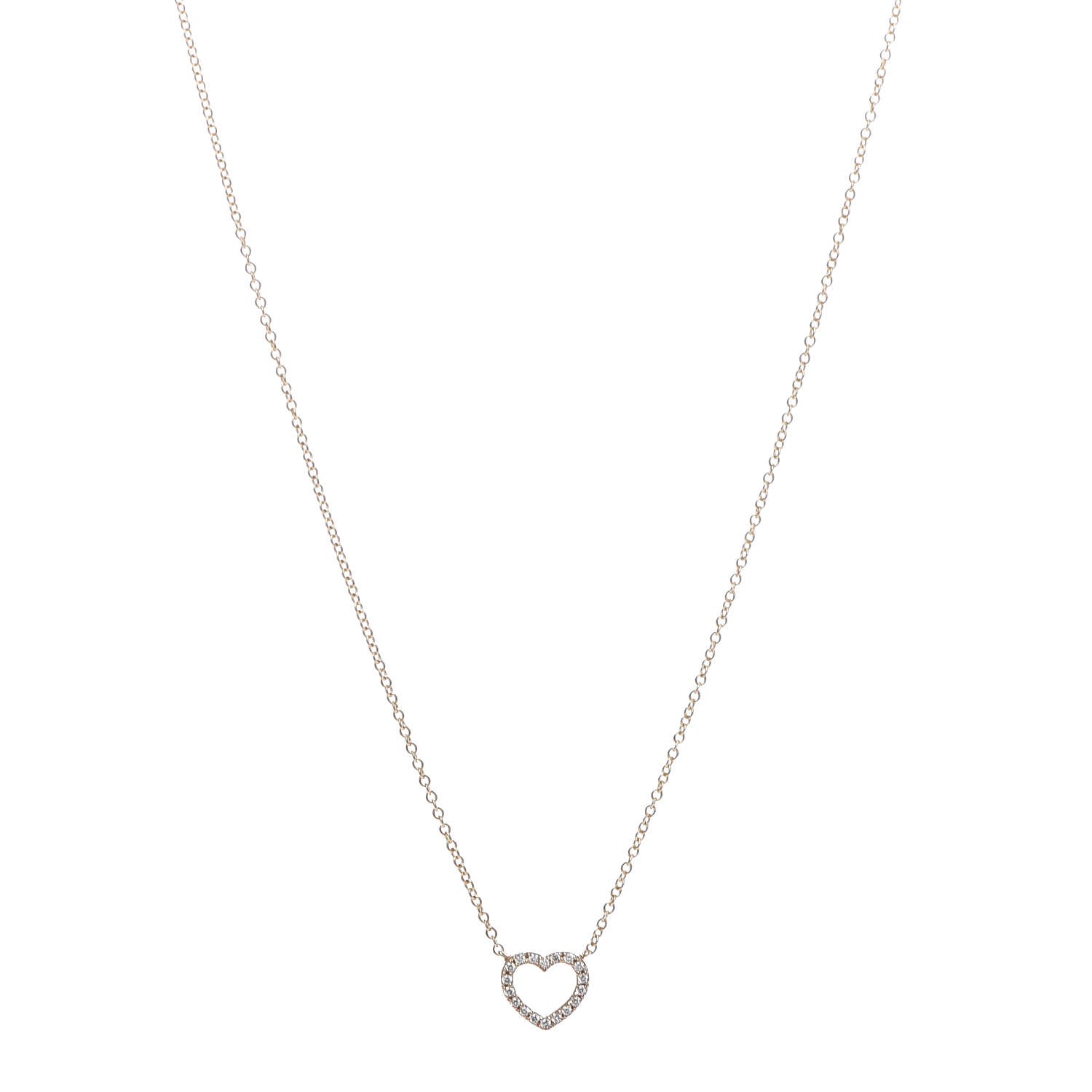 Tiffany 18K Rose Gold Diamond Metro Heart Pendant Necklace 1 of 6