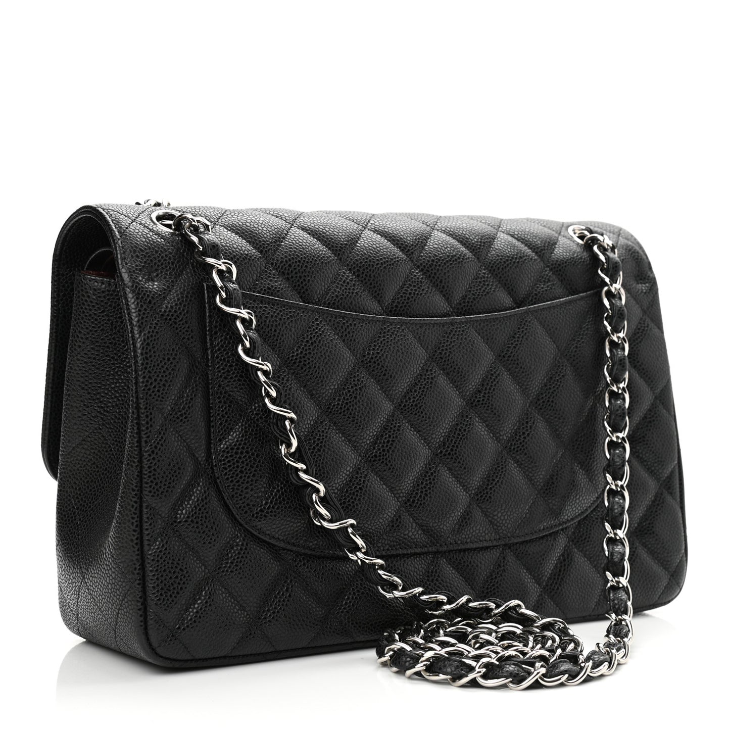 Caviar Quilted Jumbo Double Flap Black