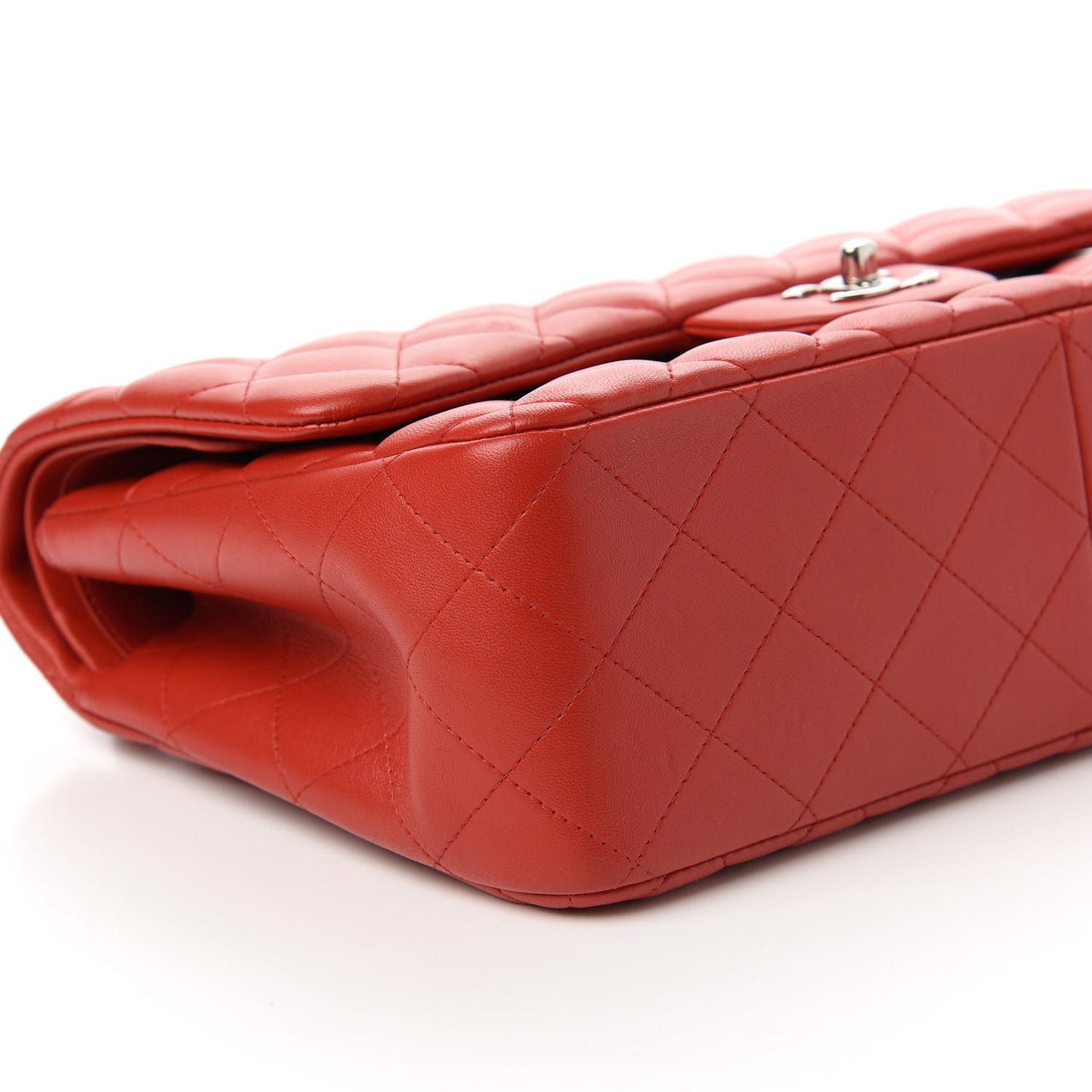 Lambskin Quilted Jumbo Double Flap Red