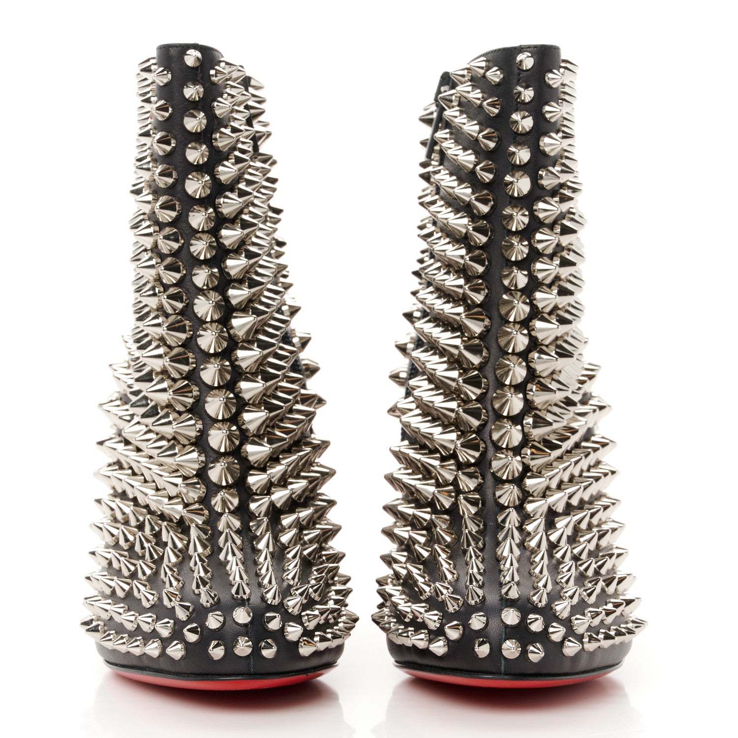 Christian Louboutin Calfskin Louise Capet Spikes 85 Boots 35.5 Black Silver 2 of 8
