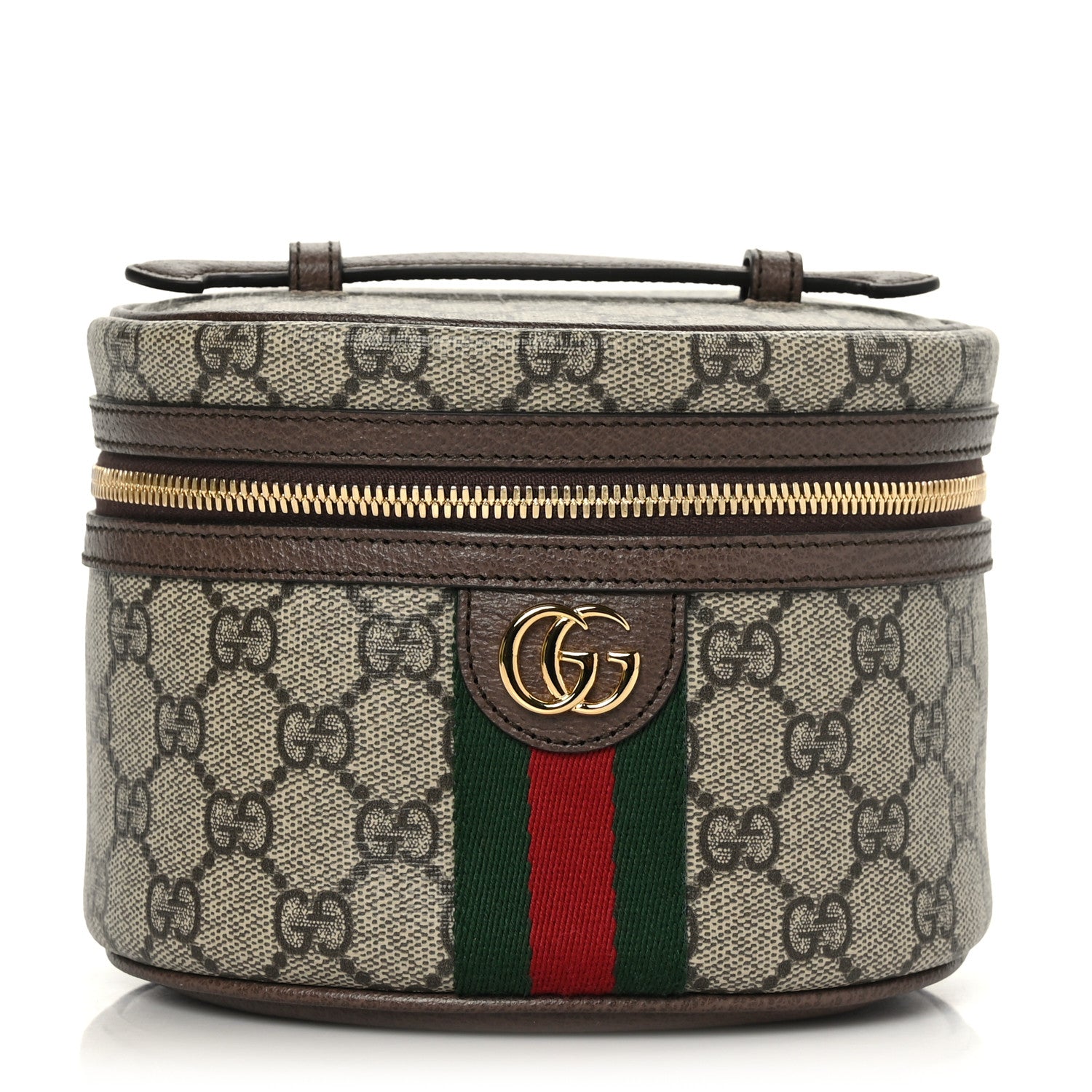 Gucci GG Supreme Monogram Textured Calfskin Web Ophidia Vanity Cosmetic Case Beige Ebony New Acero 1 of 10