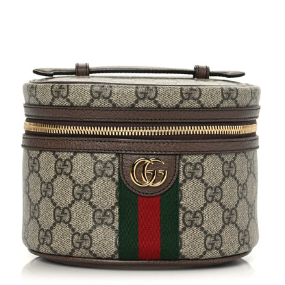 Gucci GG Supreme Monogram Textured Calfskin Web Ophidia Vanity Cosmetic Case Beige Ebony New Acero 1 of 10