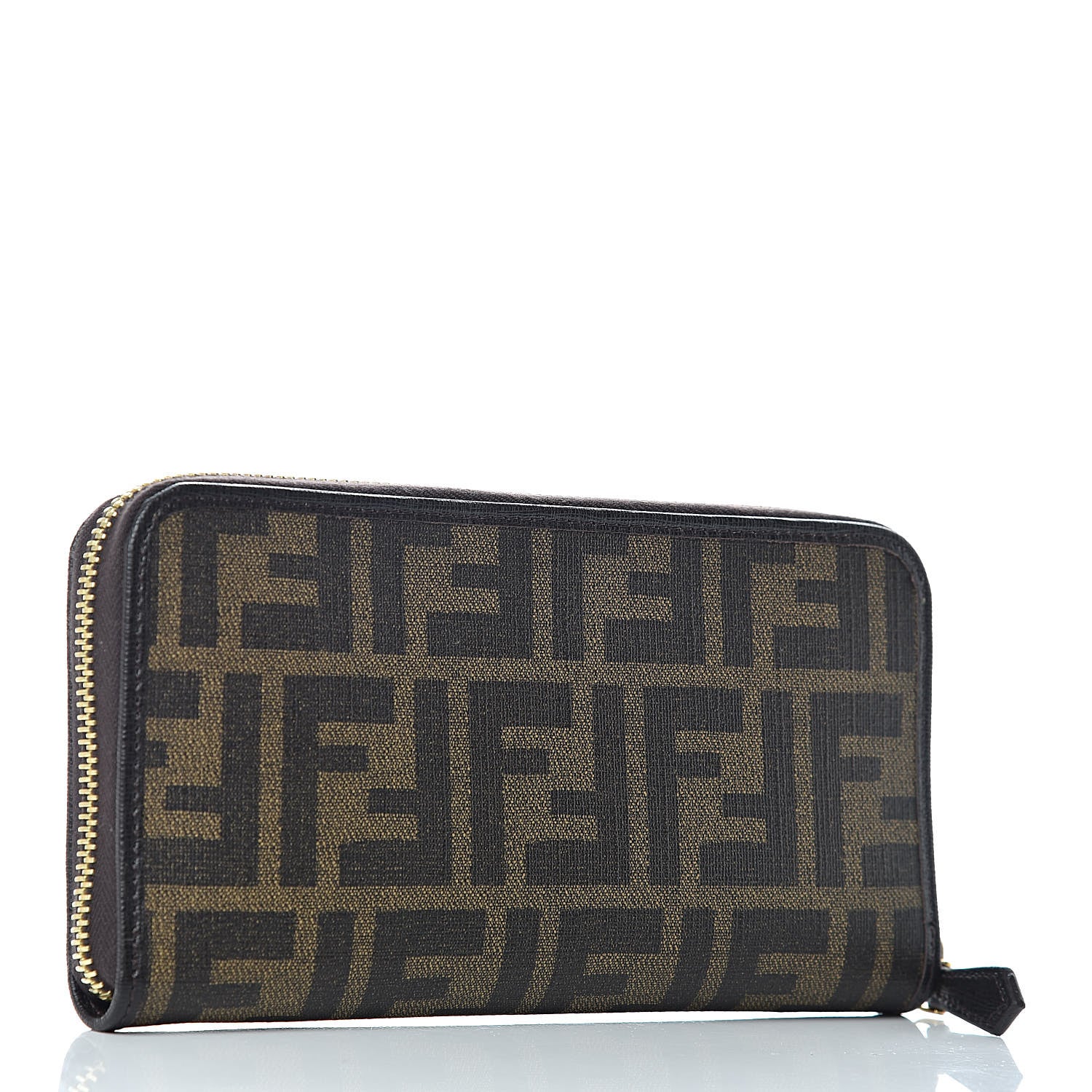 Fendi Zucca Spalmati Vitello Elite Zip Around Wallet Tobacco Ebano 3 of 8