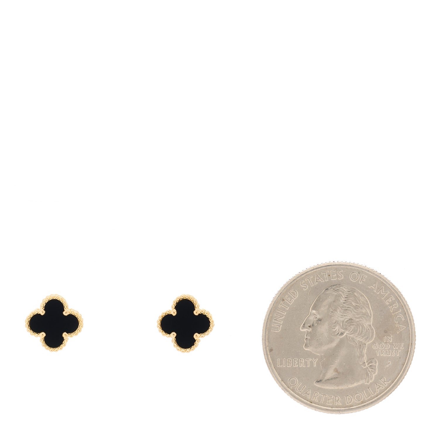 Van Cleef & Arpels 18K Yellow Gold Black Onyx Sweet Alhambra Earrings 2 of 4
