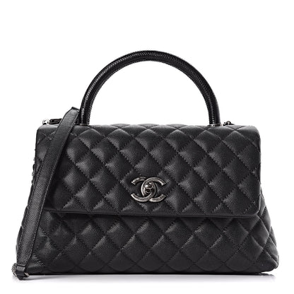 Chanel Caviar Lizard Quilted Small Coco Handle Flap Black 1 of 10