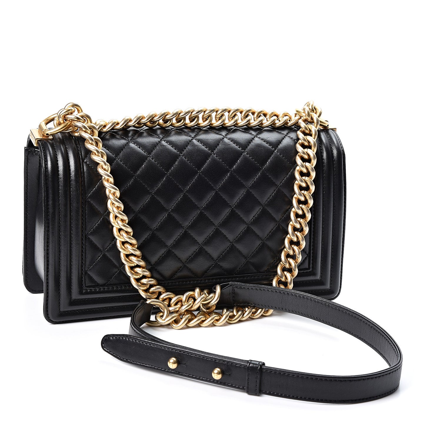 Lambskin Quilted Medium Boy Flap Black