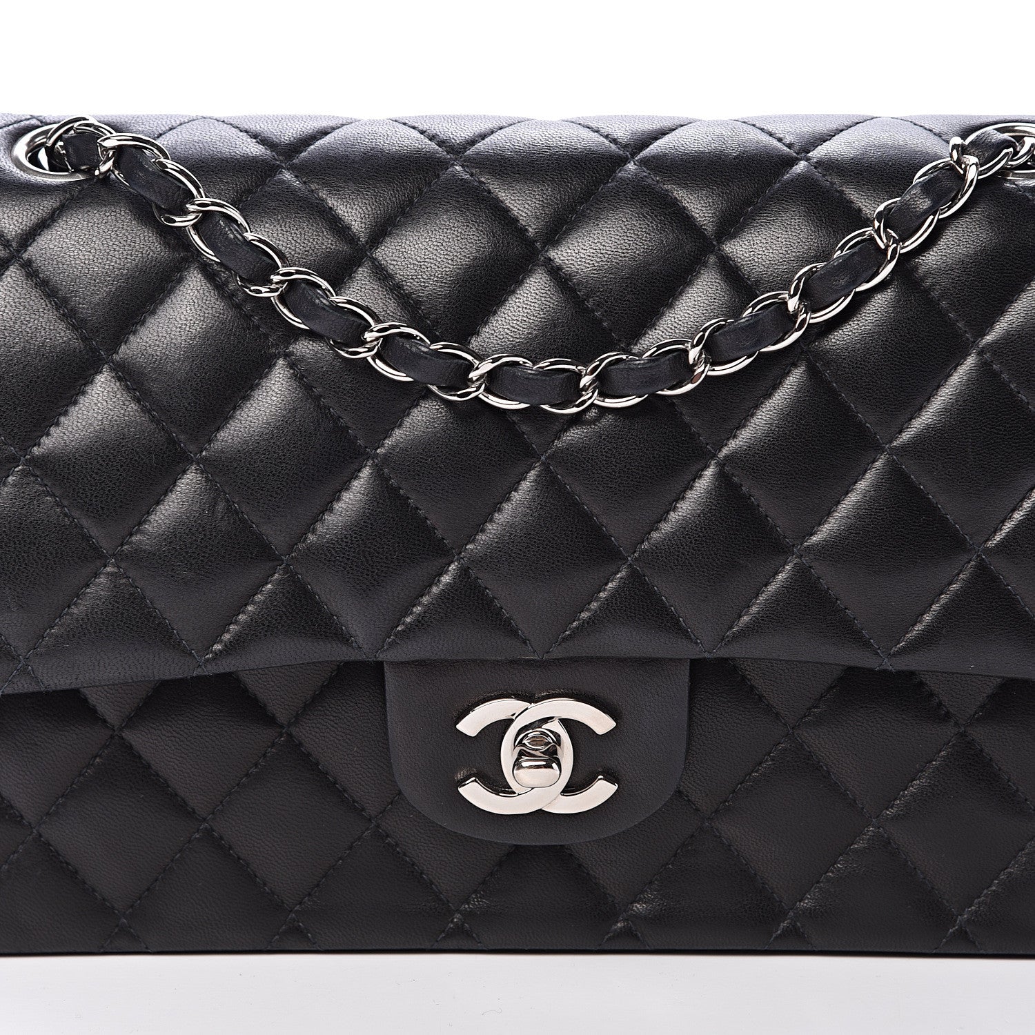 Chanel Lambskin Quilted Medium Double Flap Black 7 of 22