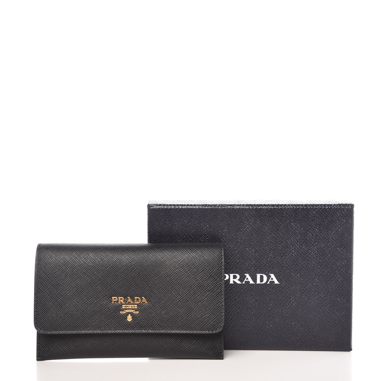 Saffiano Metal Flap Wallet Black