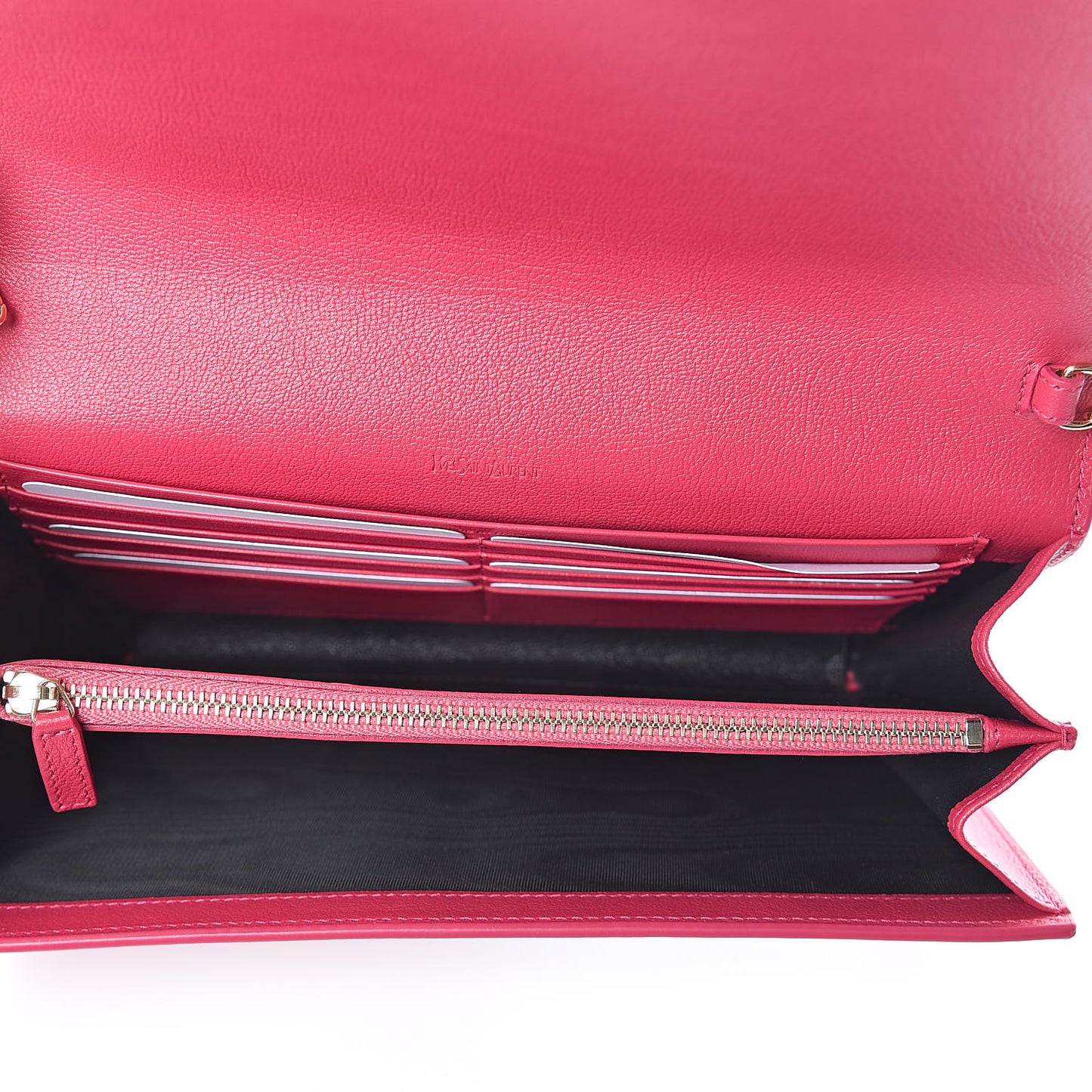 Calfskin Belle de Jour Chain Clutch Fushia