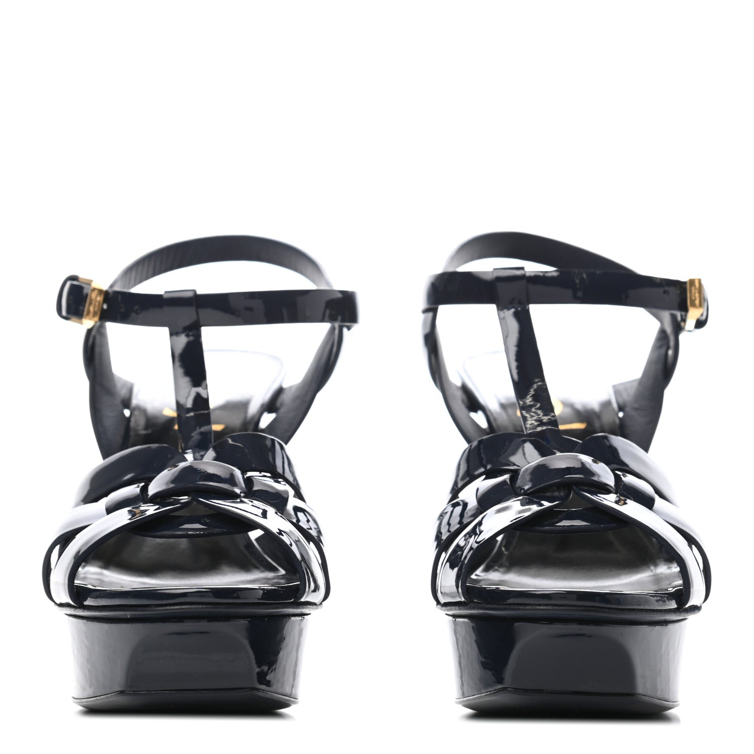 Saint Laurent Patent Tribute 75 Platform Sandals 35.5 Navy 2 of 9