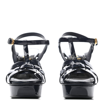 Saint Laurent Patent Tribute 75 Platform Sandals 35.5 Navy 2 of 9
