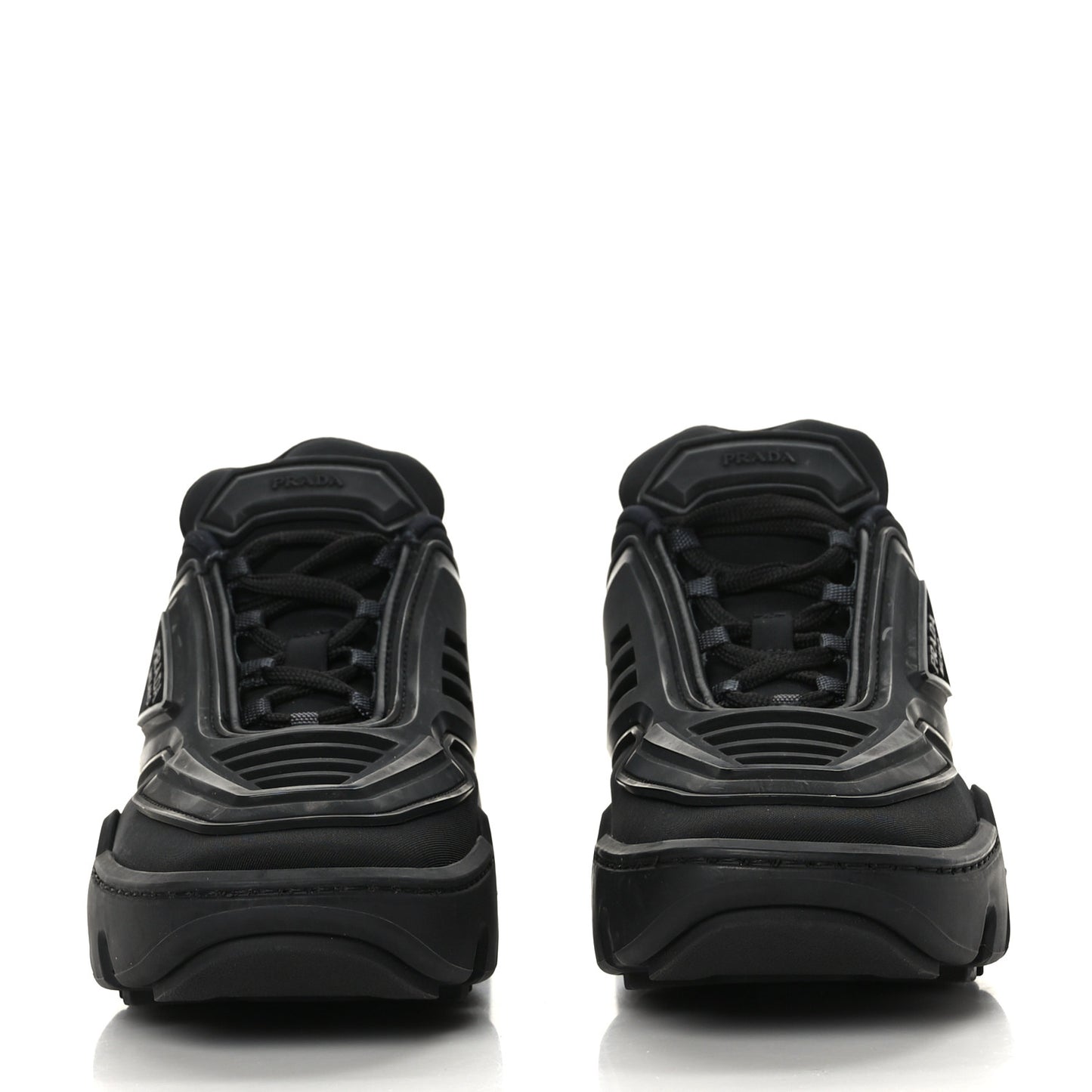 Technical Stretch Fabric Triangle Logo Square Toe 40mm Sneakers 36 Black