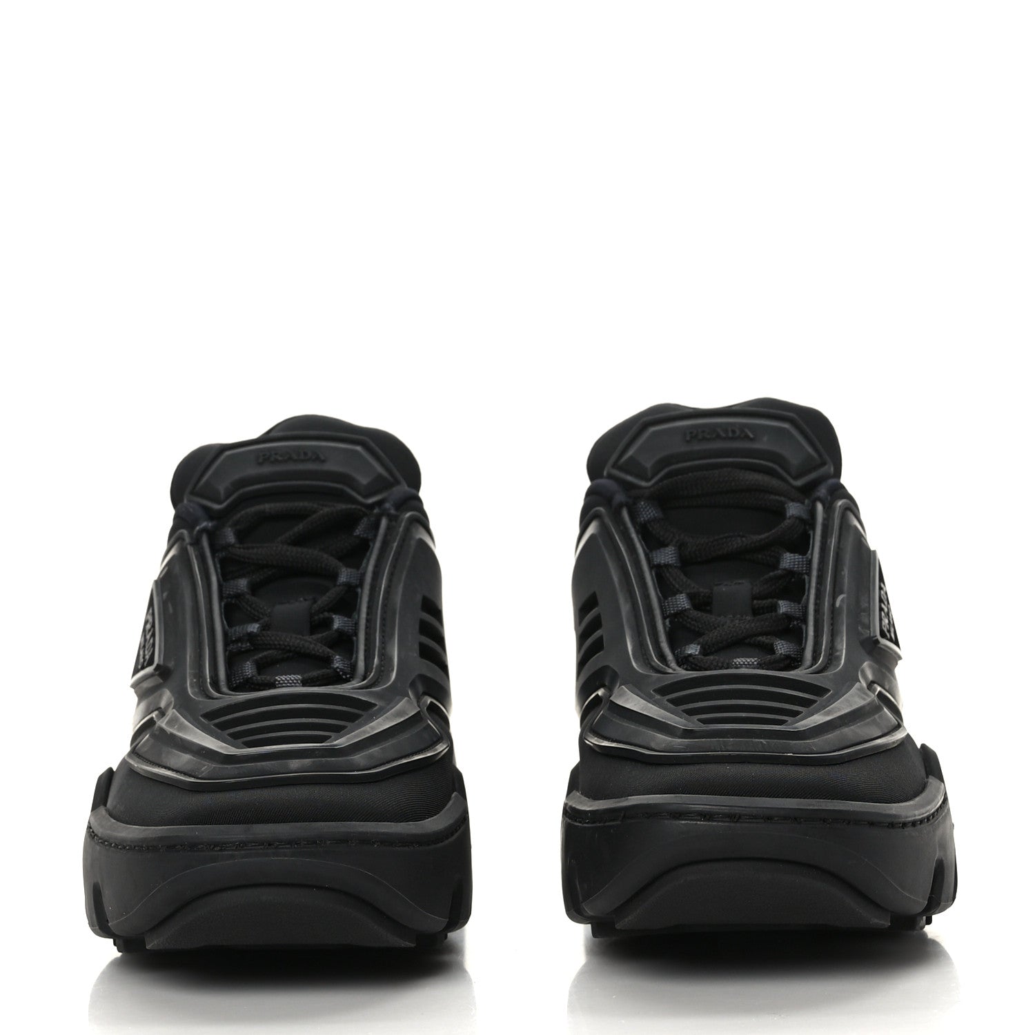 Prada Technical Stretch Fabric Triangle Logo Square Toe 40mm Sneakers 36 Black 2 of 7