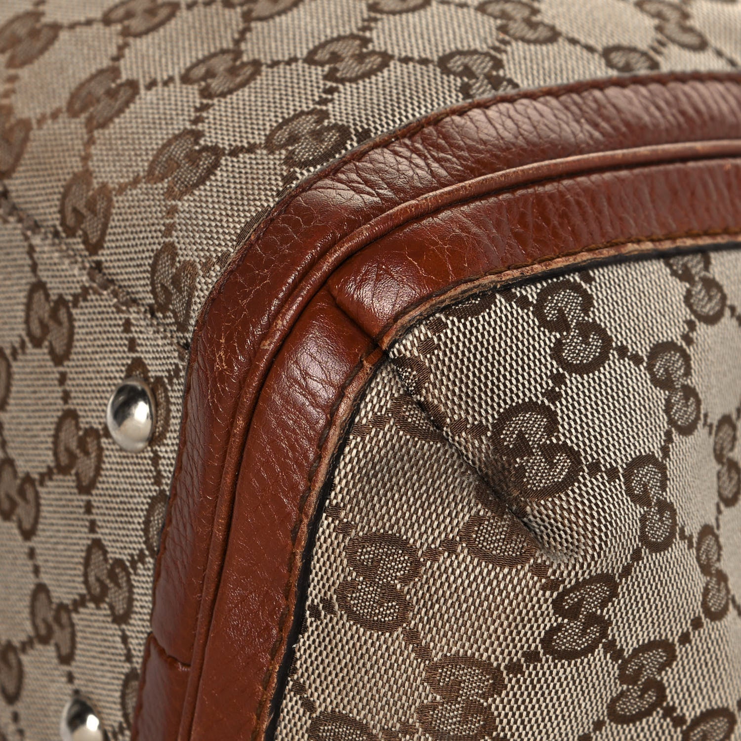 Gucci Monogram Cellarius Calfskin Large Bella Top Handle Bag Beige Ebony Cuir 10 of 20