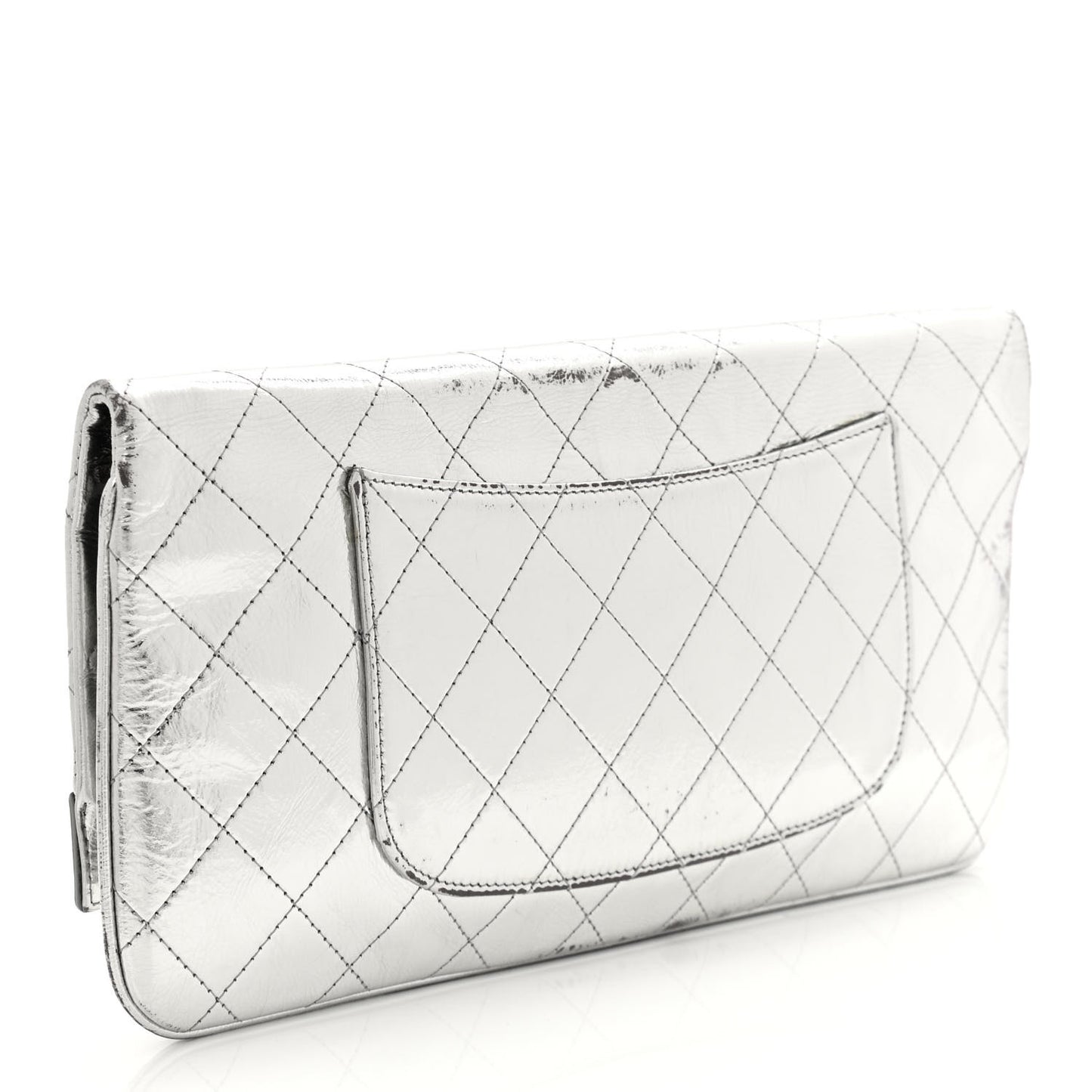Metallic Crumpled Calfskin Small 31 Pouch Silver